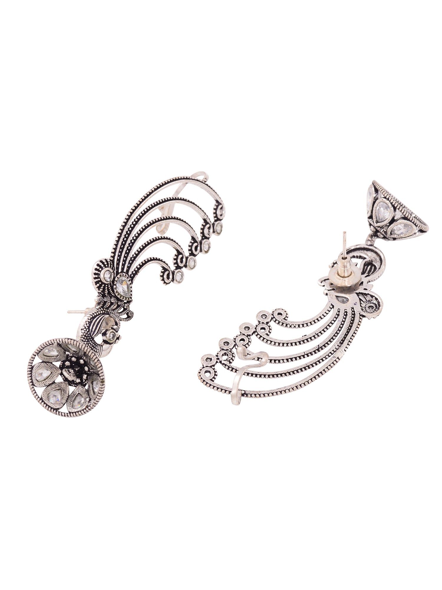Silver Plated design Oxidised Jhumka Earrings