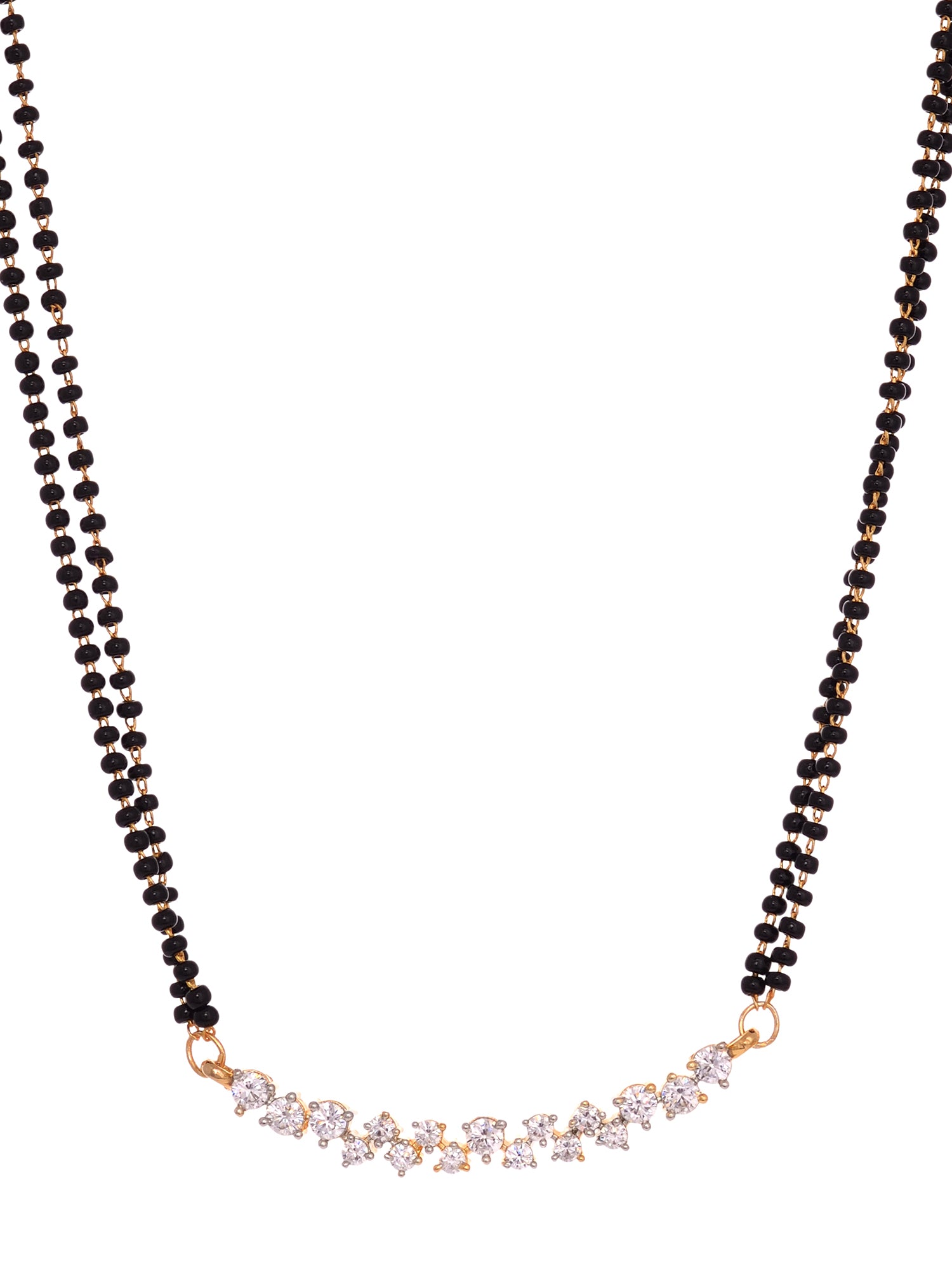 Gold Plated White AD Studded Mangalsutra Earrings