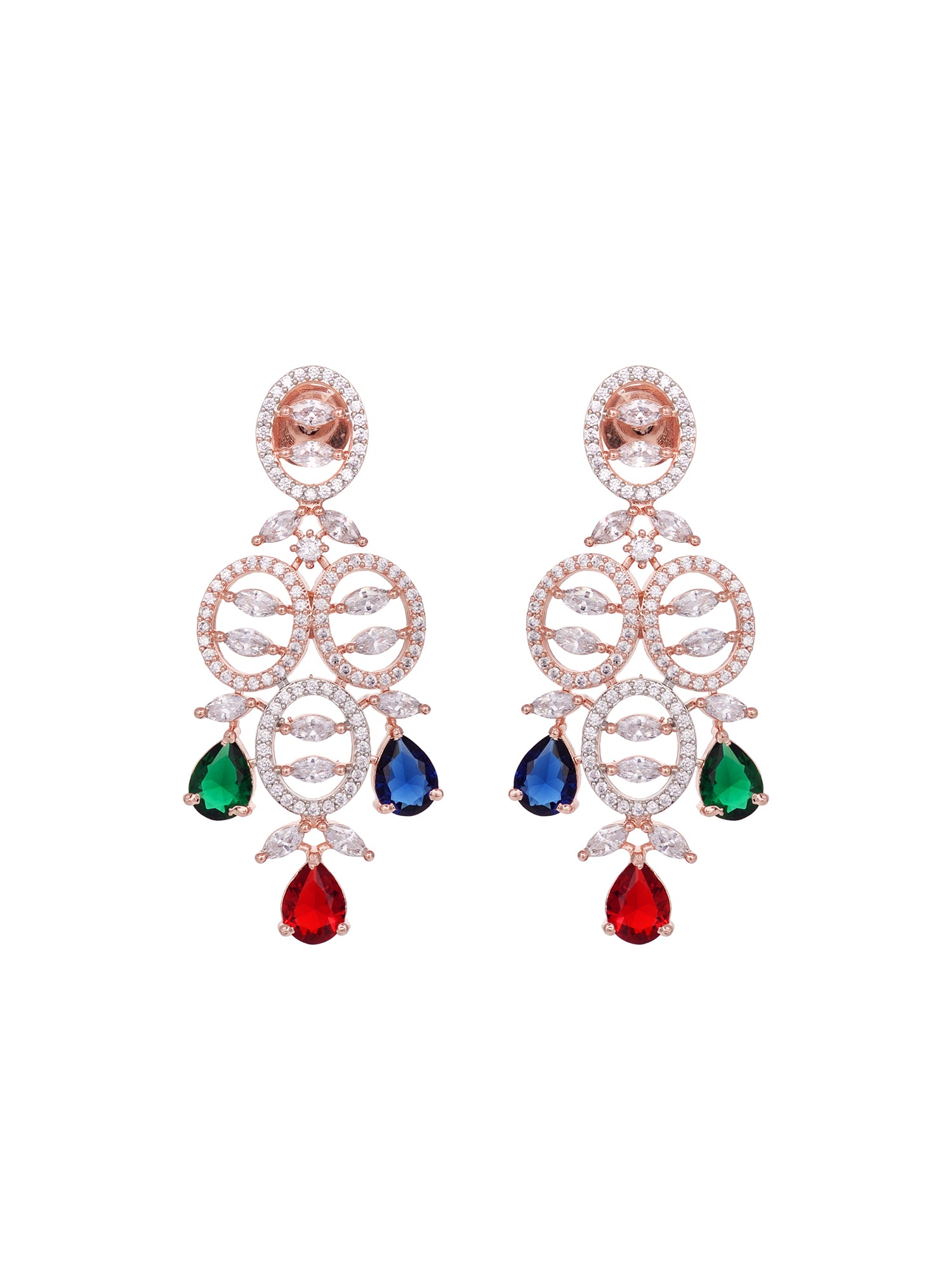 Rose Gold Toned Multi Contemporary Necklace Jewellery Set