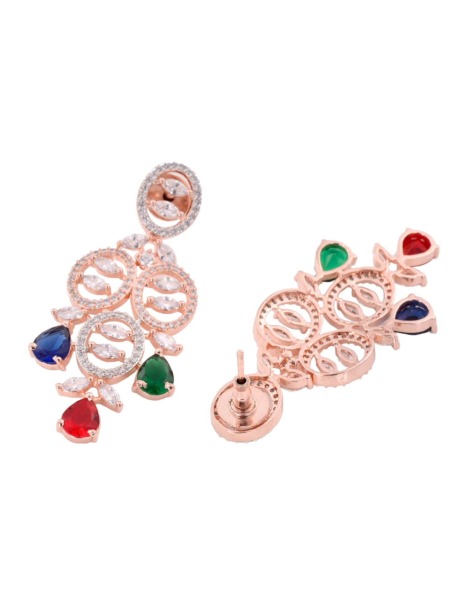 Rose Gold Toned Multi Contemporary Necklace Jewellery Set