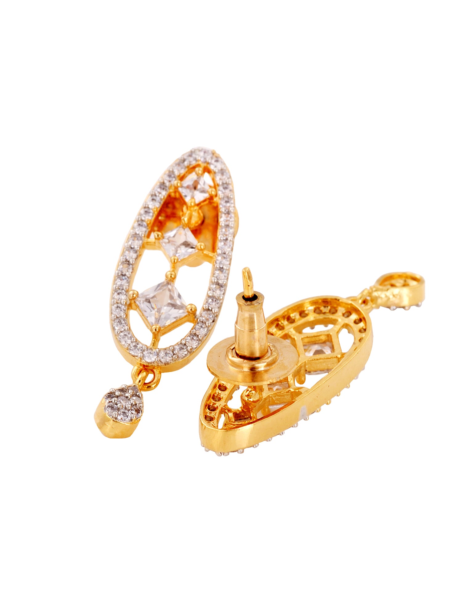 Gold Plated White AD Studded Mangalsutra Earrings