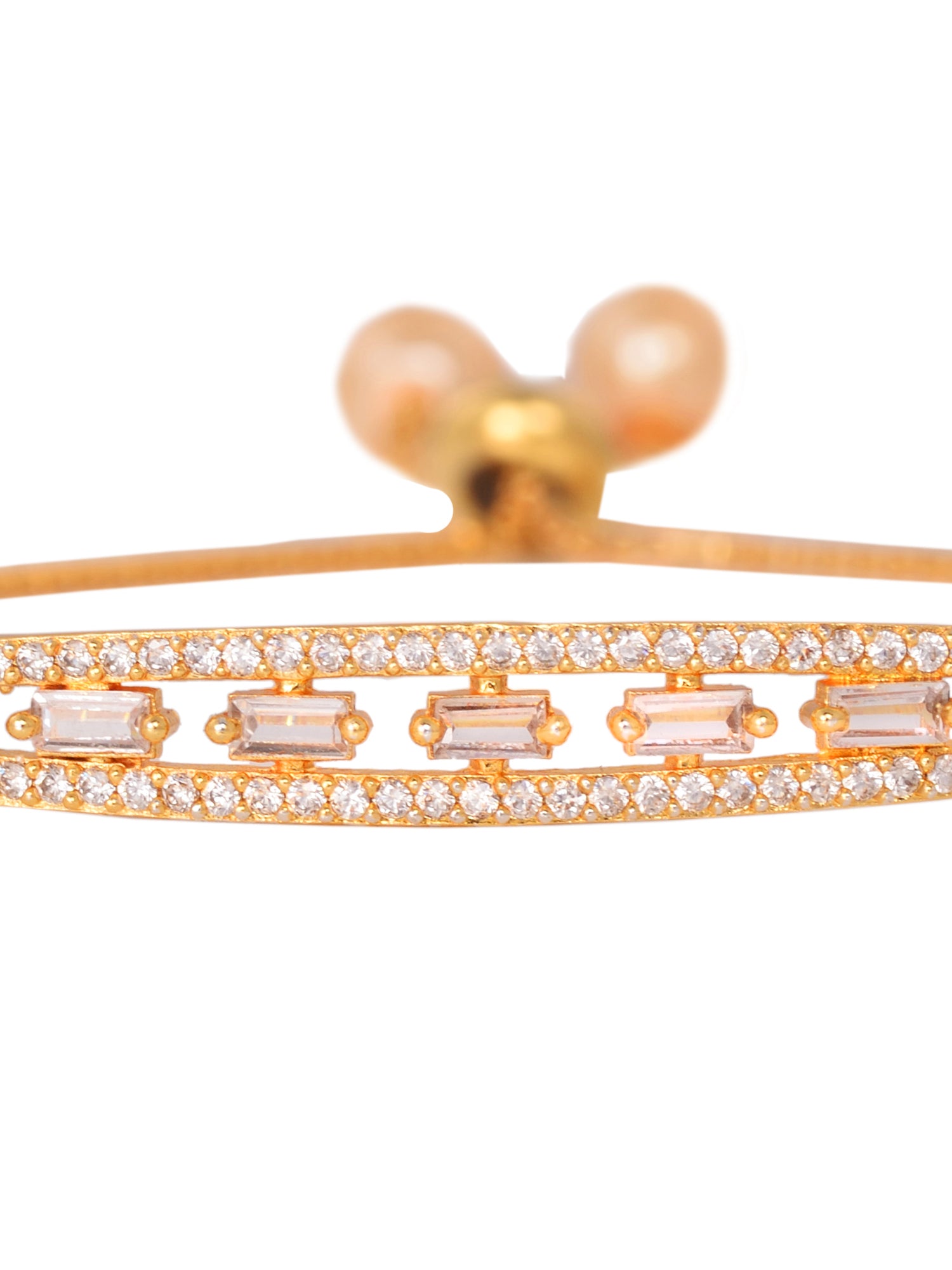Gold Plated White AD StuddedAdjustable Mangalsutra Bracelet