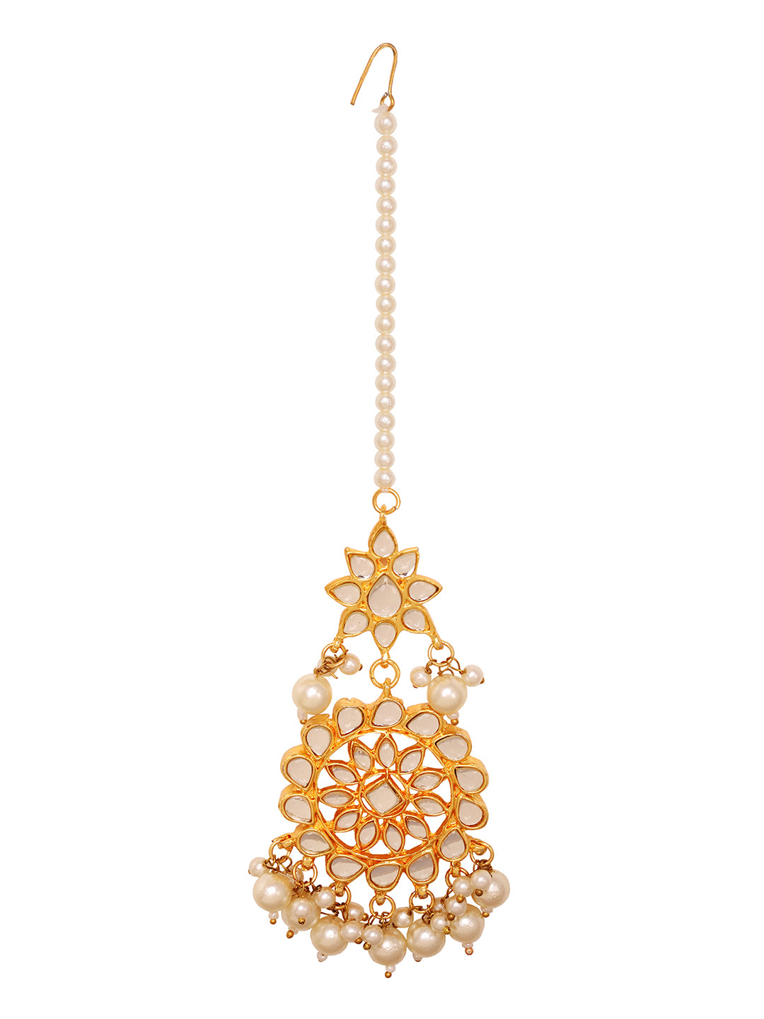 Gold Plated Kundan Studded Pearls Beaded Traditional Jewellery Set