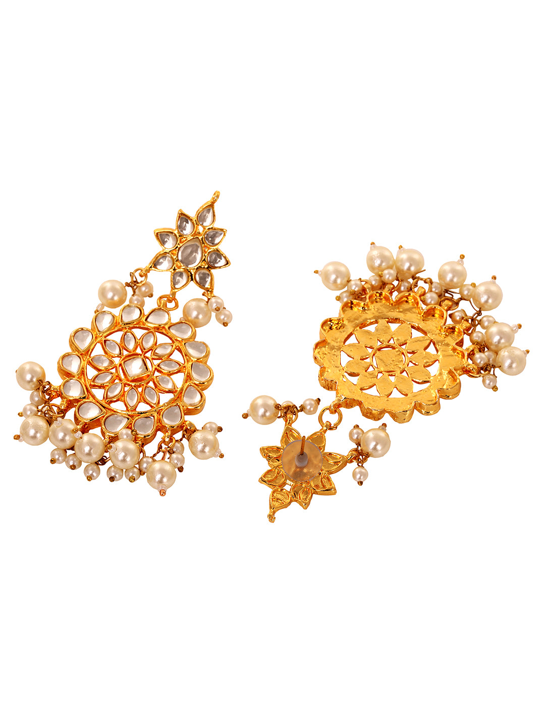 Gold Plated Kundan Studded Pearls Beaded Traditional Jewellery Set