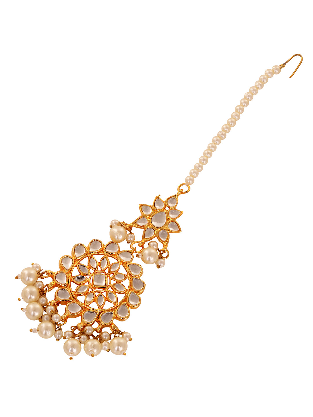 Gold Plated Kundan Studded Pearls Beaded Traditional Jewellery Set