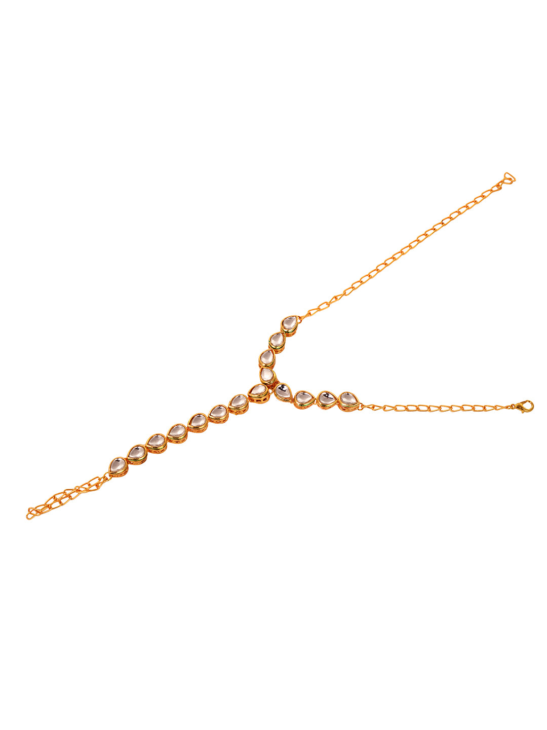 Gold Plated Kundan studded Ring Bracelet