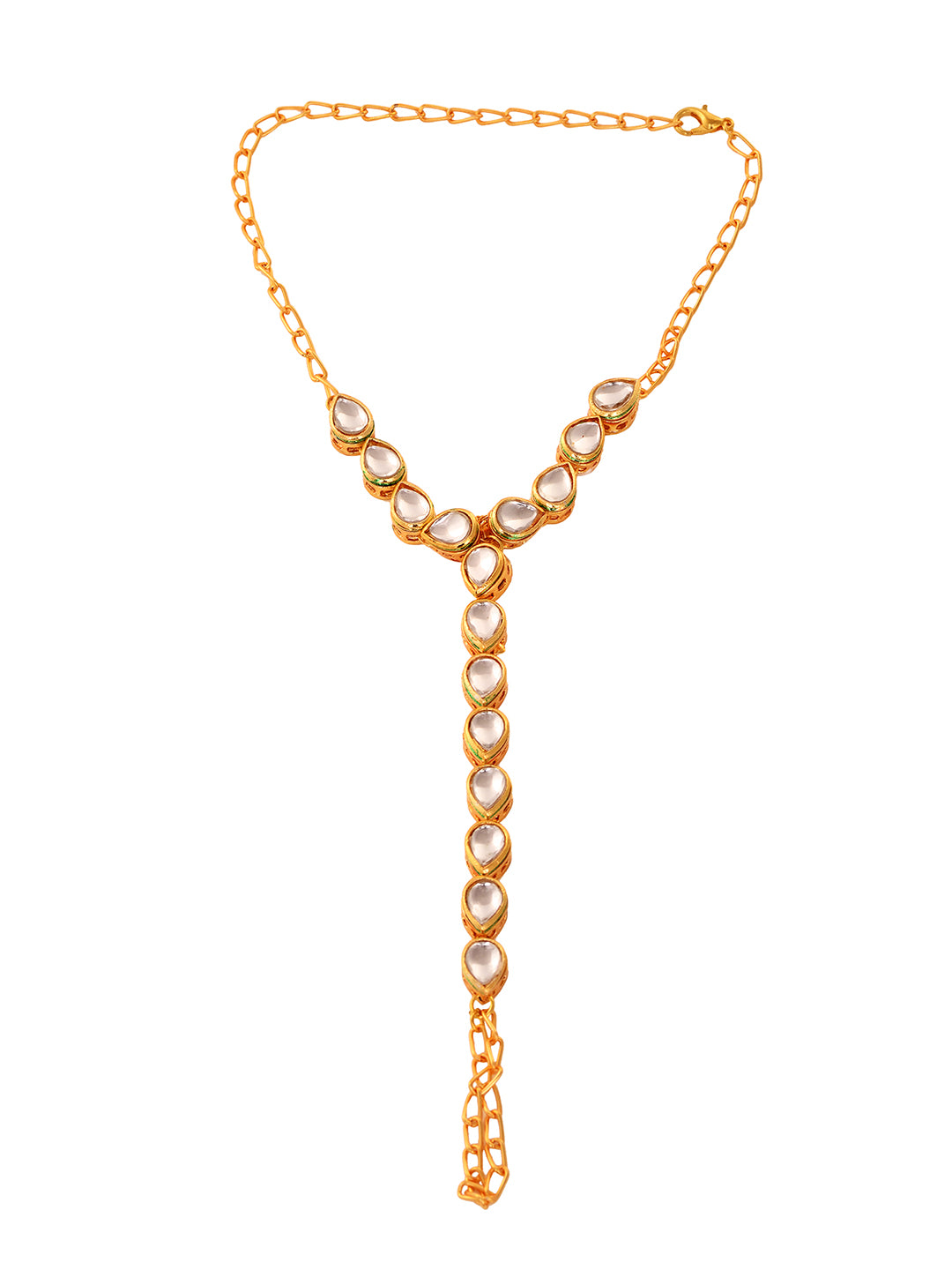 Gold Plated Kundan studded Ring Bracelet