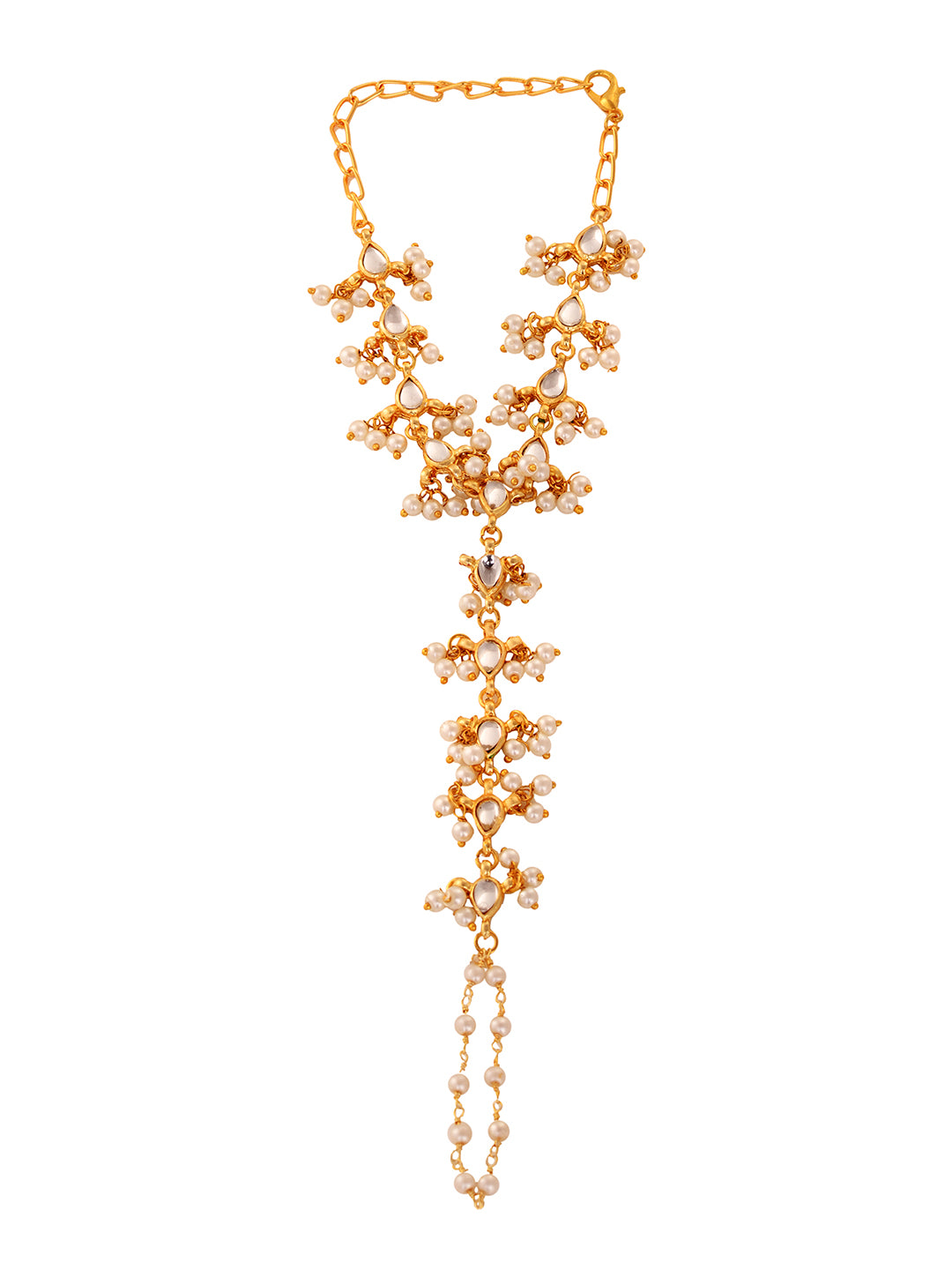 Gold Plated Kundan studded Ring Bracelet