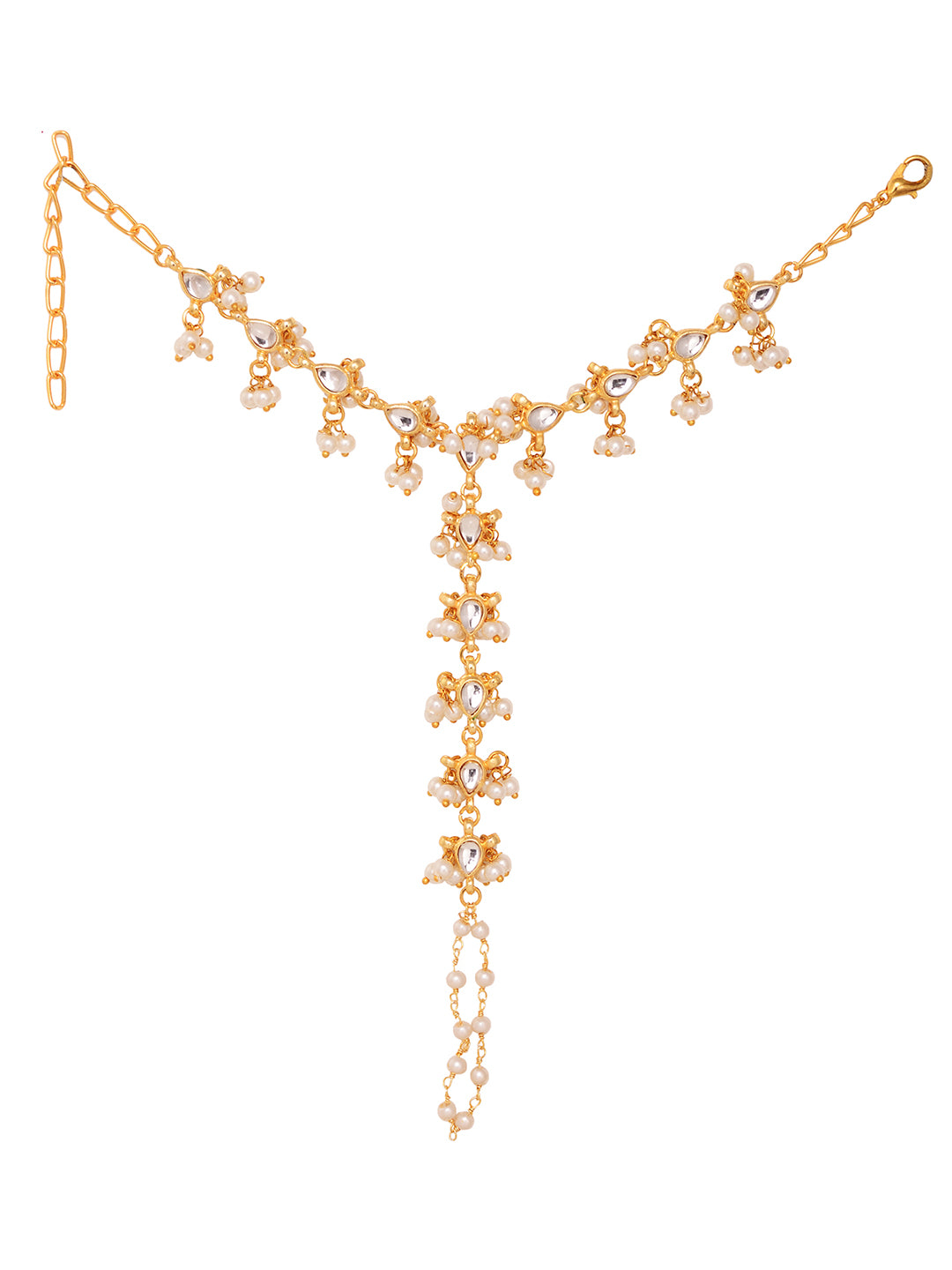 Gold Plated Kundan studded Ring Bracelet