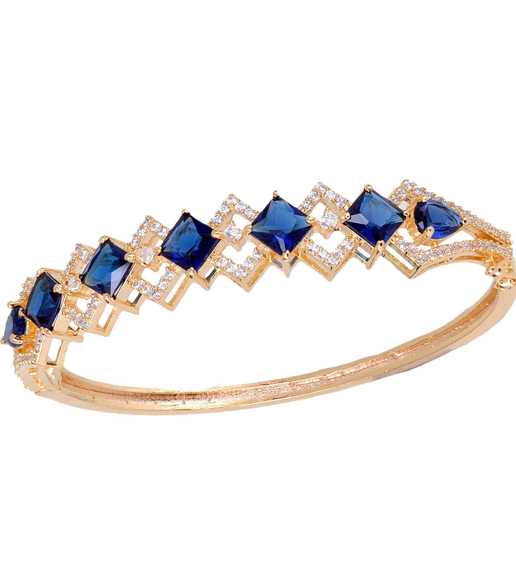 Gold plated Blue AD studded handcrafted stylish Bracelet for Women & Girls