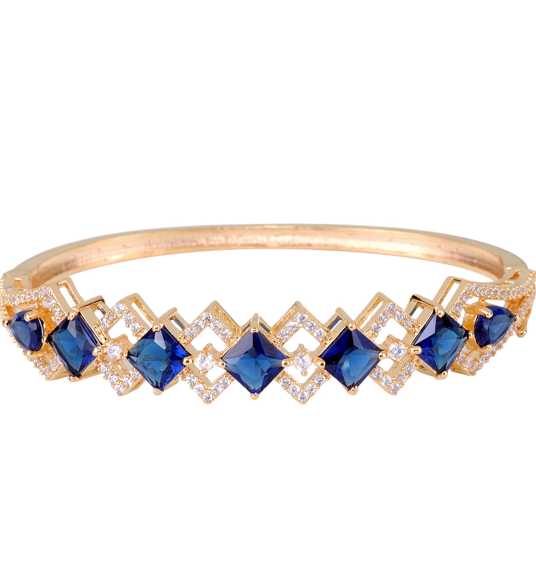 Gold plated Blue AD studded handcrafted stylish Bracelet for Women & Girls