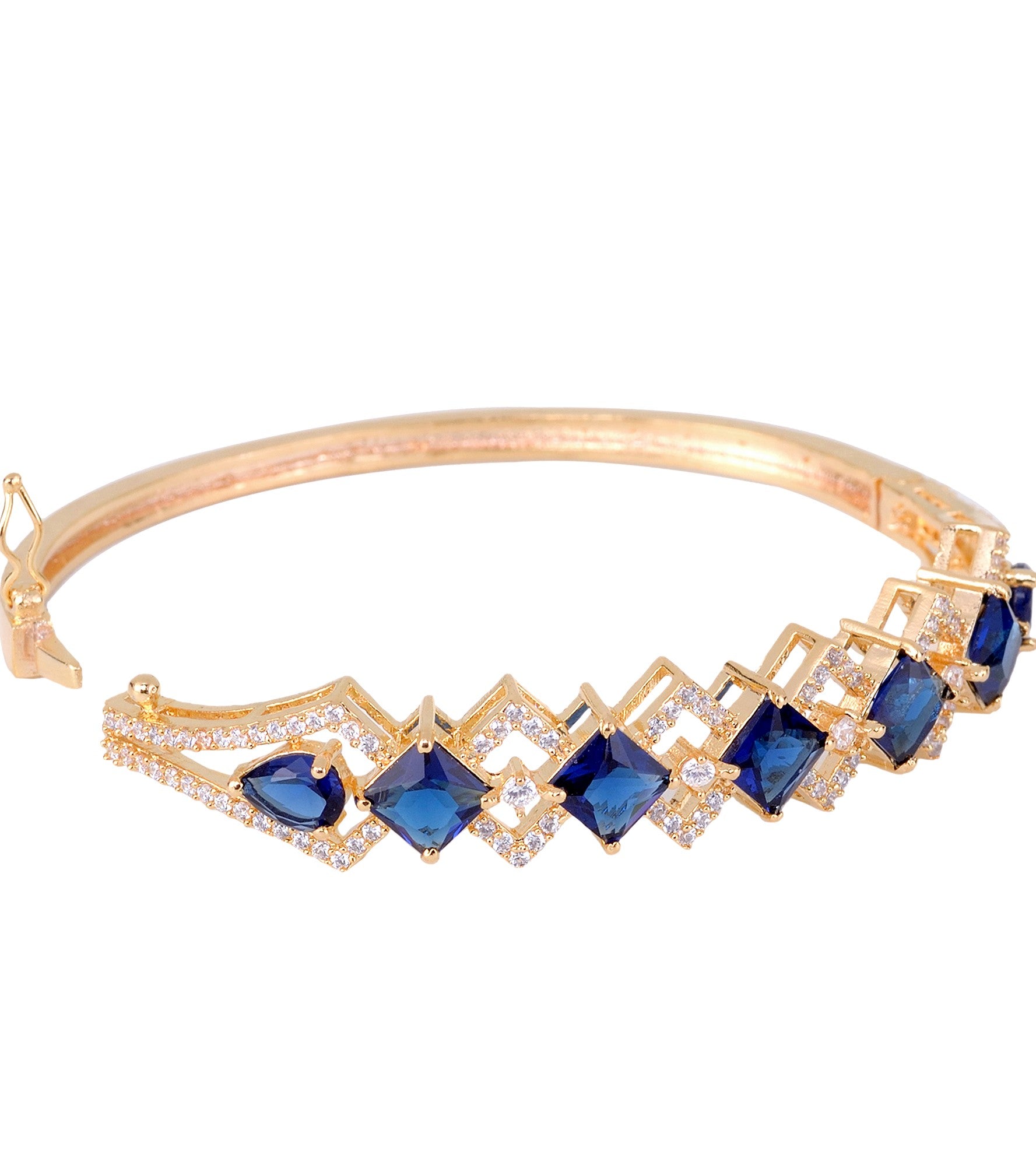 Gold plated Blue AD studded handcrafted stylish Bracelet for Women & Girls
