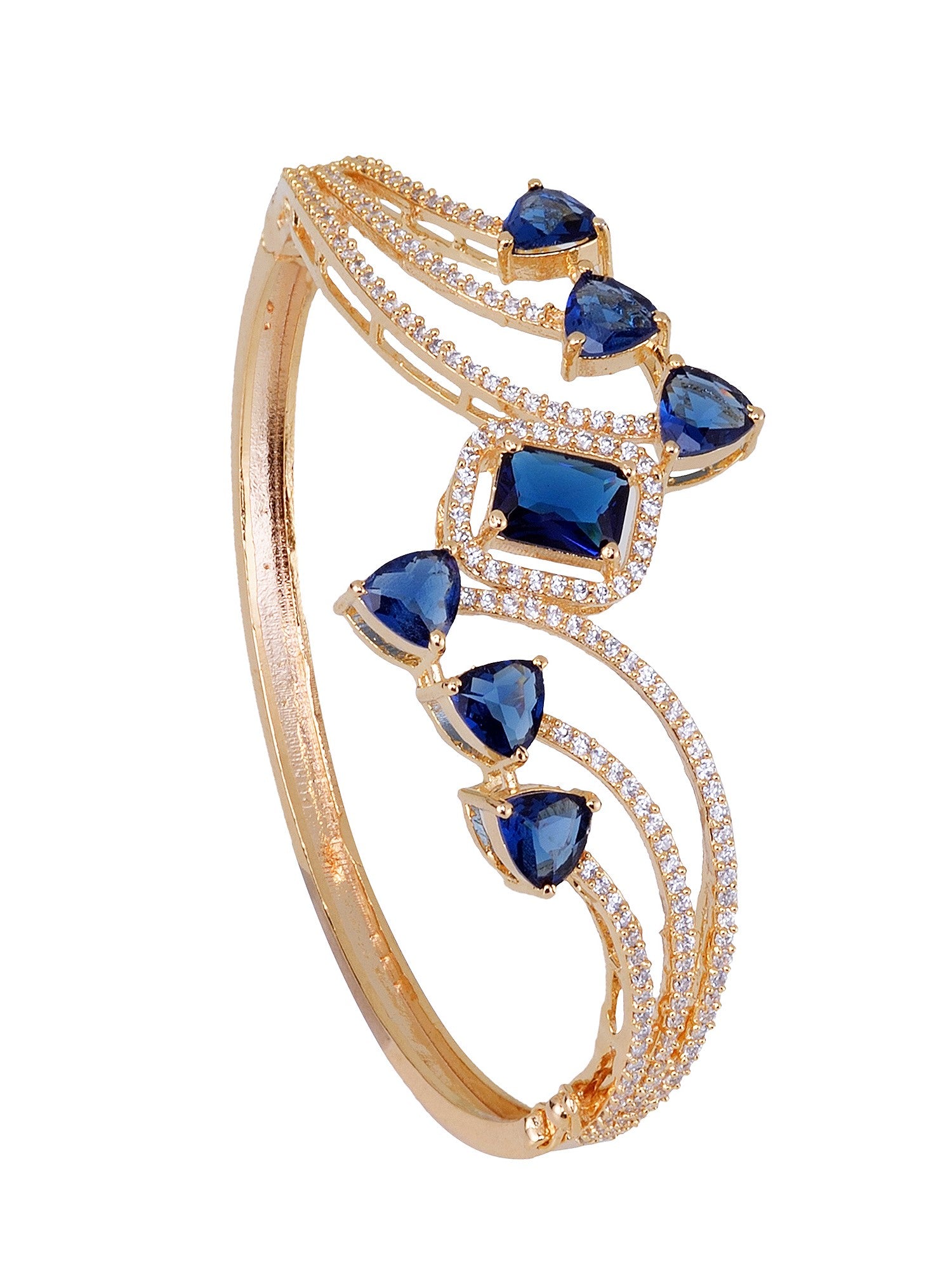 Gold plated Blue AD studded handcrafted stylish Bracelet for Women & Girls