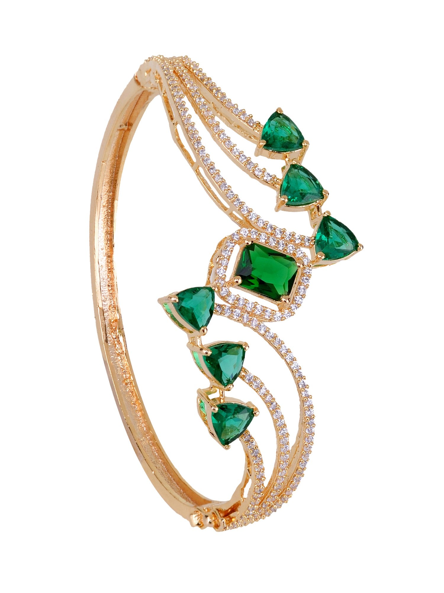 Gold plated Green AD studded handcrafted stylish Bracelet for Women & Girls