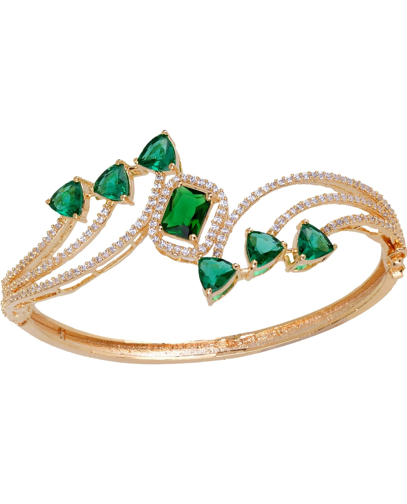 Gold plated Green AD studded handcrafted stylish Bracelet for Women & Girls