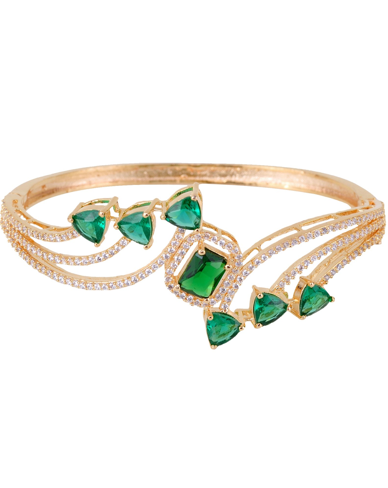 Gold plated Green AD studded handcrafted stylish Bracelet for Women & Girls