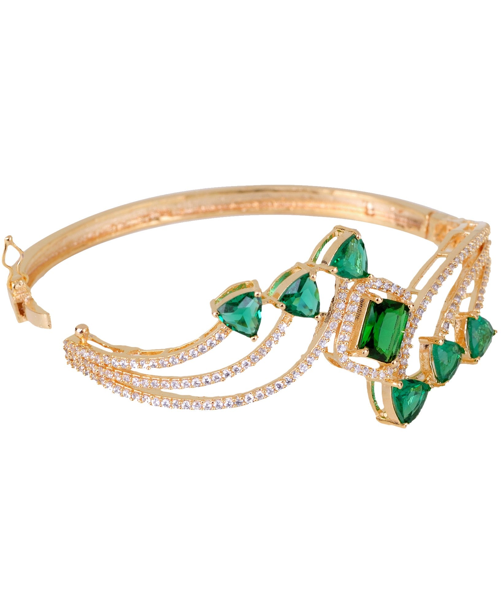 Gold plated Green AD studded handcrafted stylish Bracelet for Women & Girls