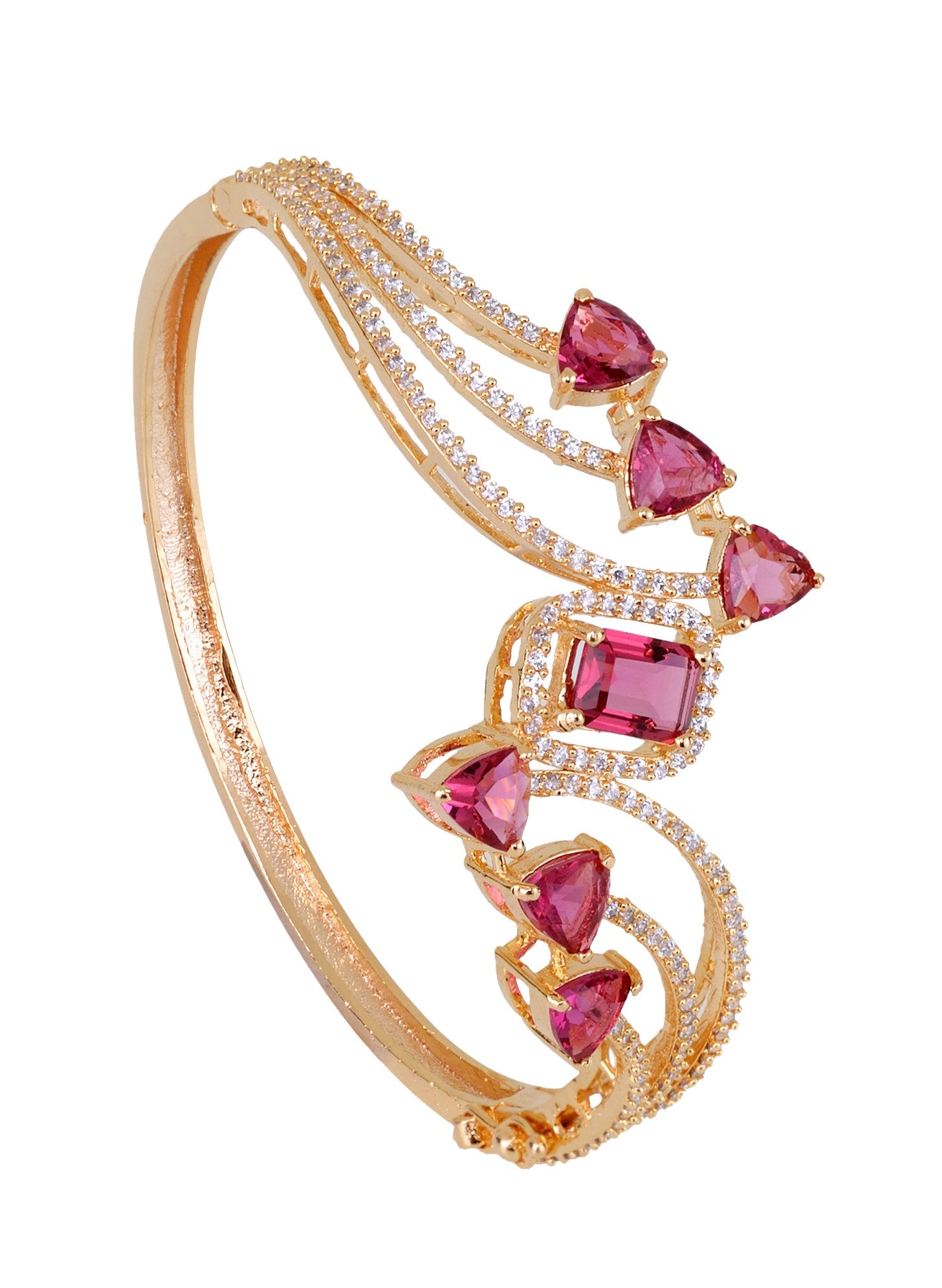 Gold plated Red AD studded handcrafted stylish Bracelet for Women & Girls