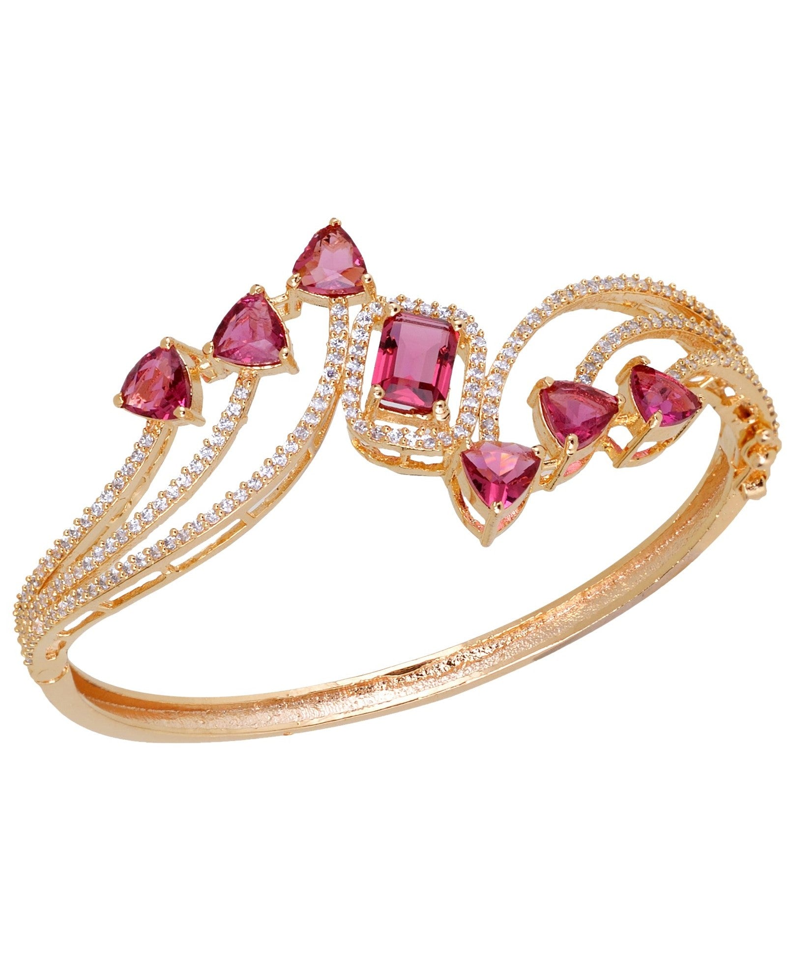 Gold plated Red AD studded handcrafted stylish Bracelet for Women & Girls