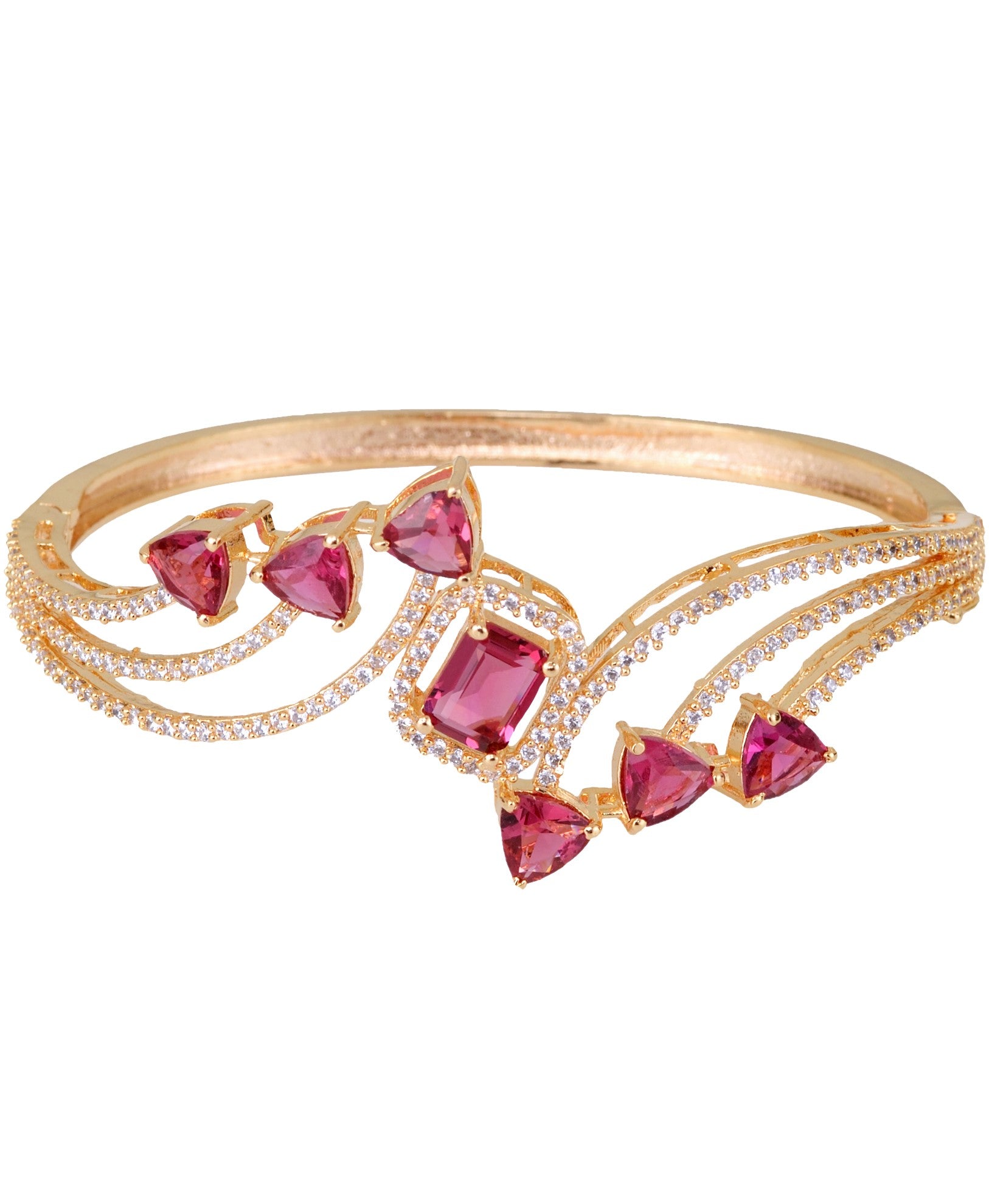 Gold plated Red AD studded handcrafted stylish Bracelet for Women & Girls