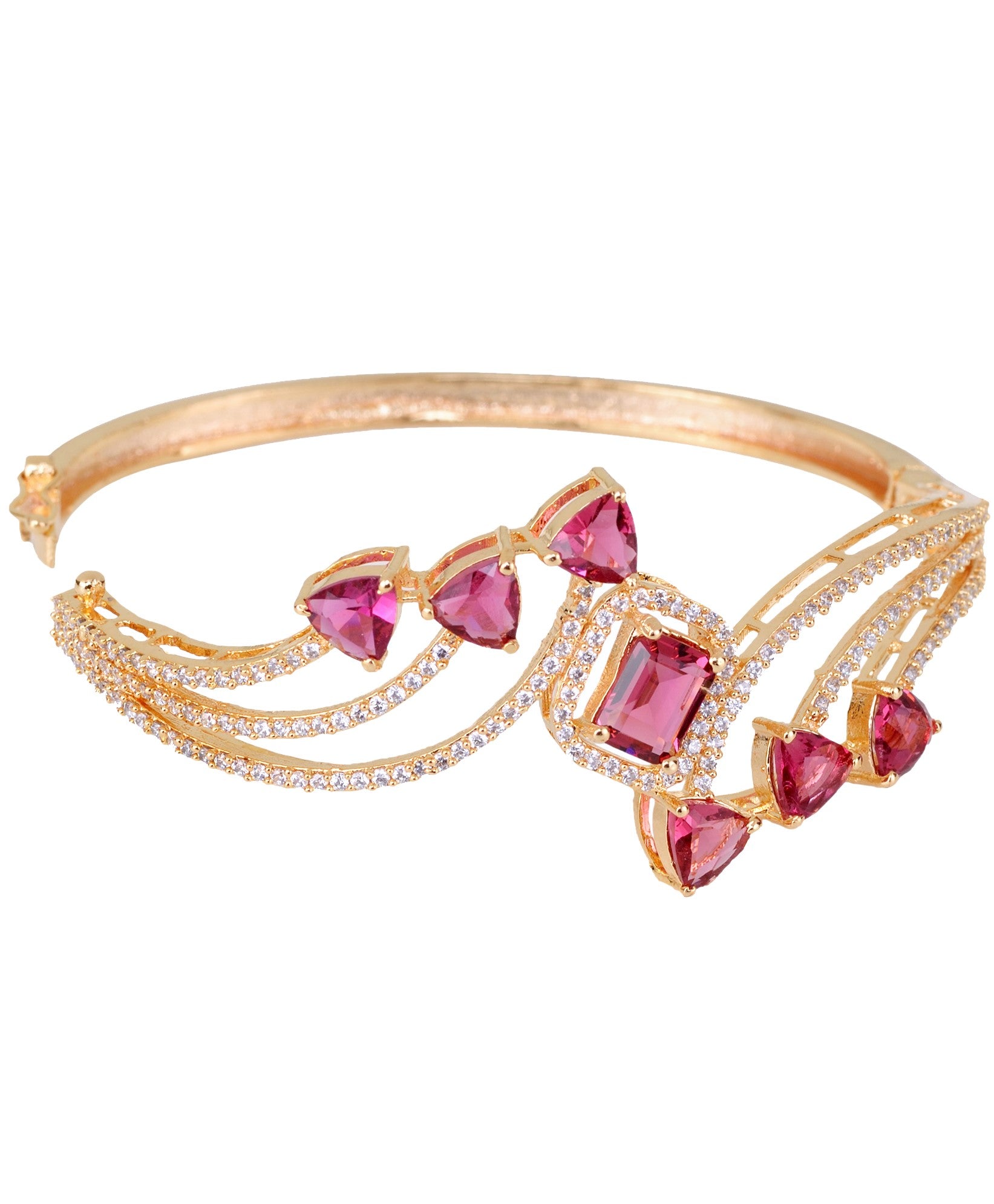 Gold plated Red AD studded handcrafted stylish Bracelet for Women & Girls