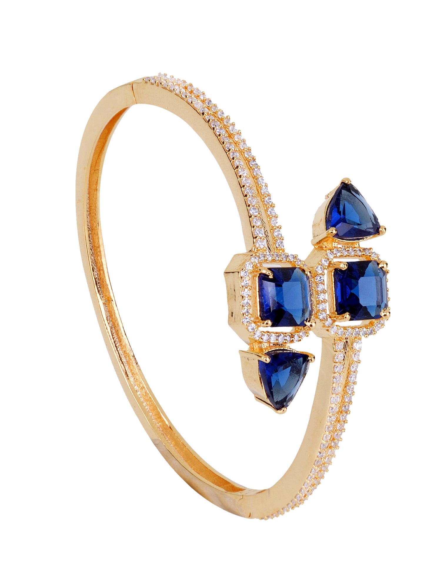Gold plated Blue AD studded handcrafted stylish Bracelet for Women & Girls