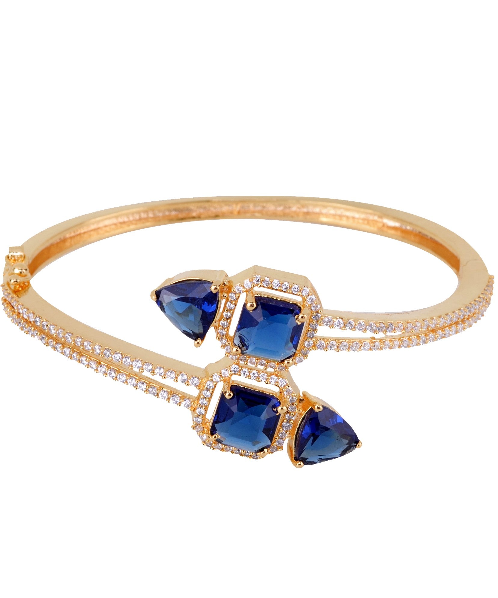 Gold plated Blue AD studded handcrafted stylish Bracelet for Women & Girls