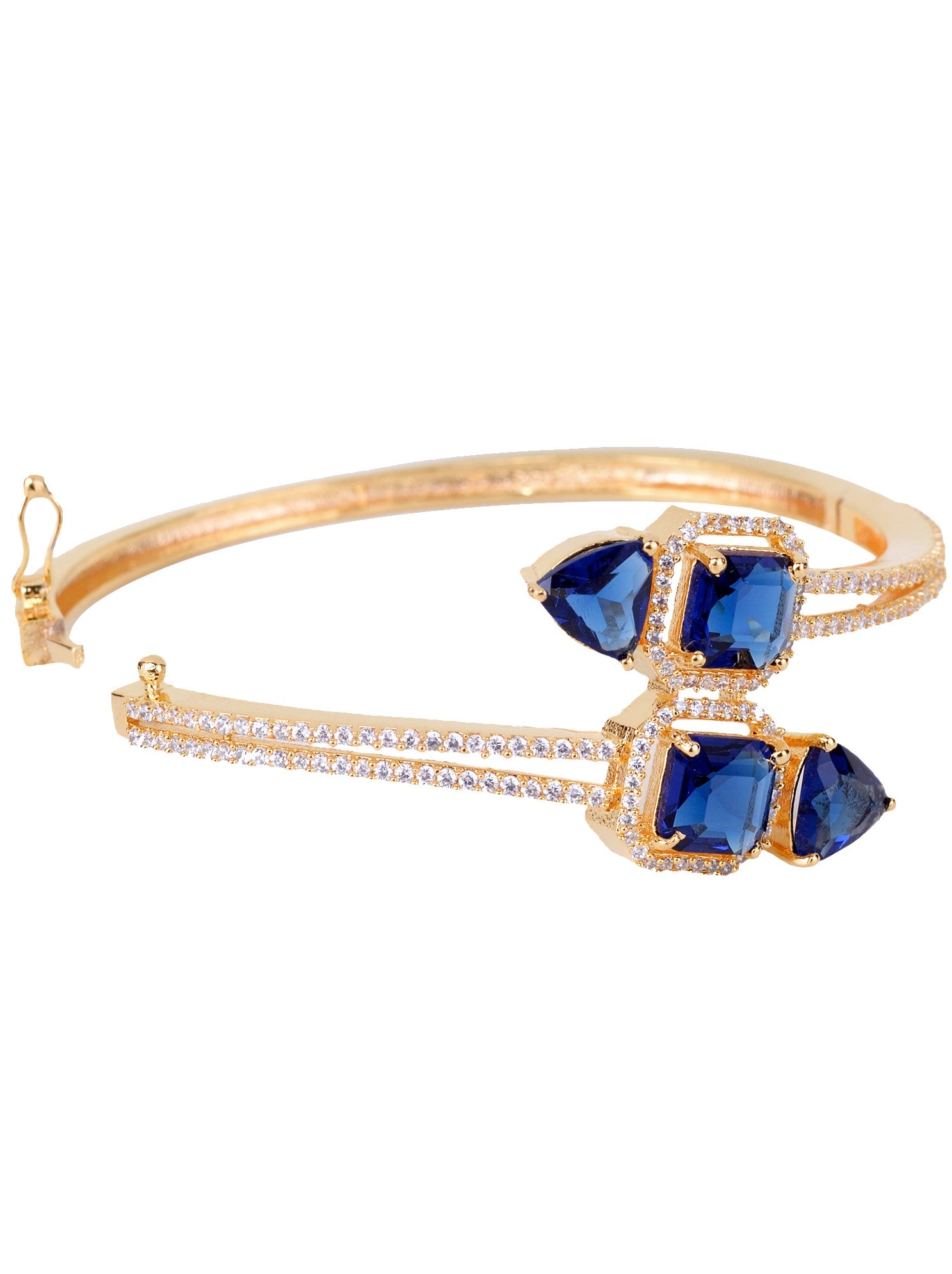 Gold plated Blue AD studded handcrafted stylish Bracelet for Women & Girls