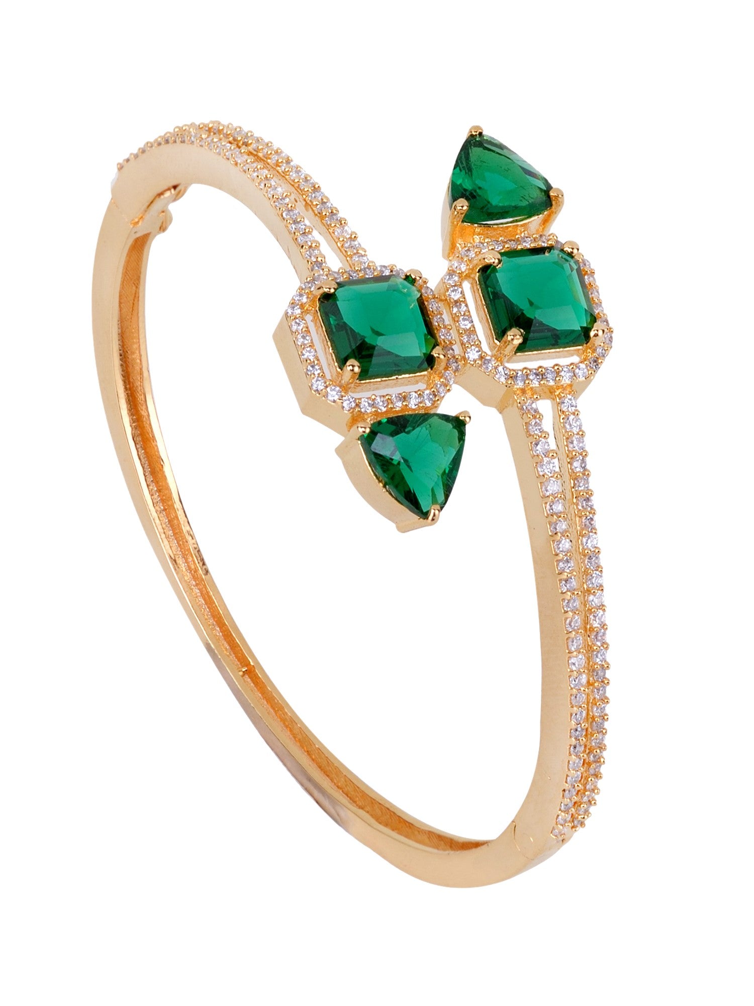 Gold plated Green AD studded handcrafted stylish Bracelet for Women & Girls