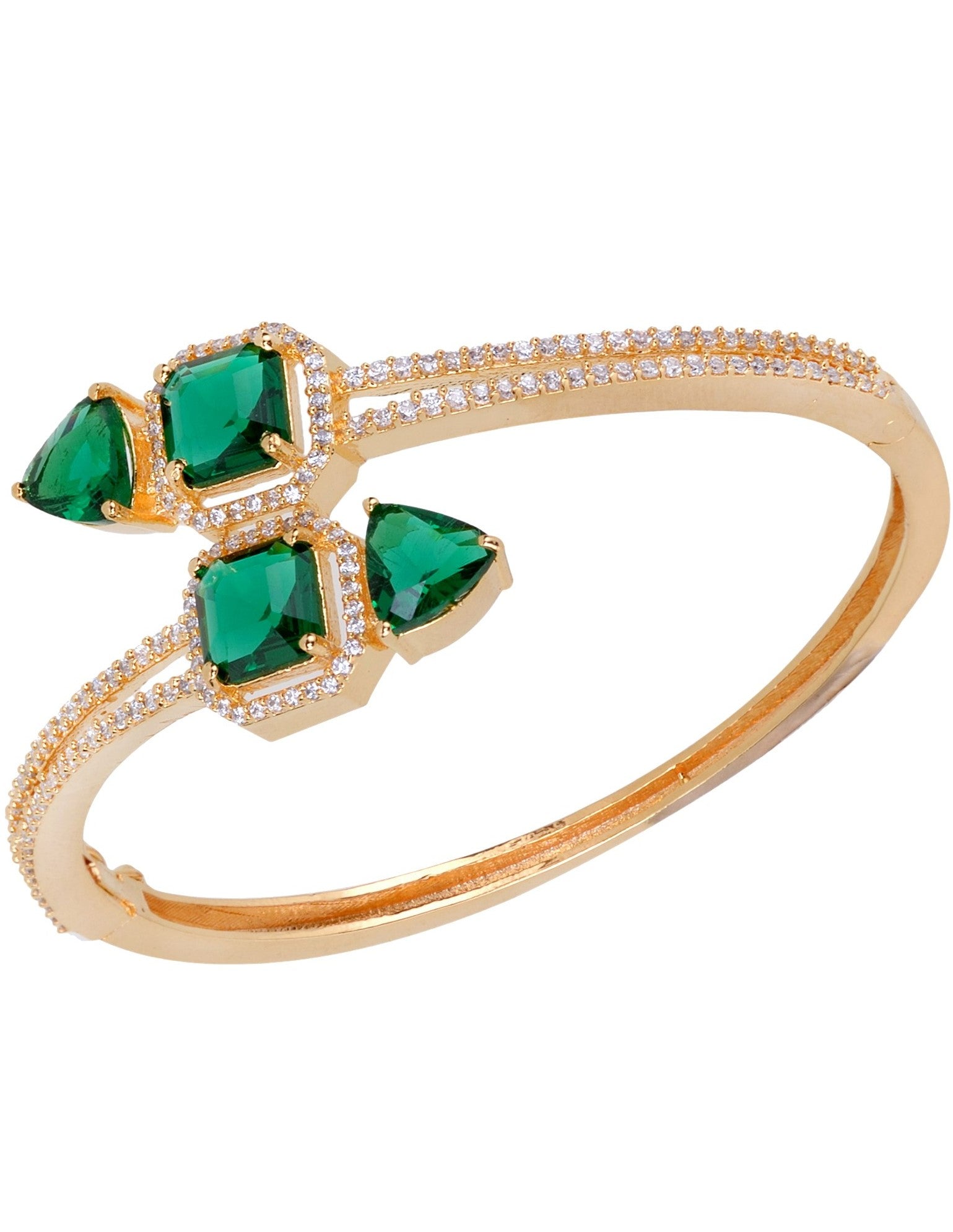 Gold plated Green AD studded handcrafted stylish Bracelet for Women & Girls