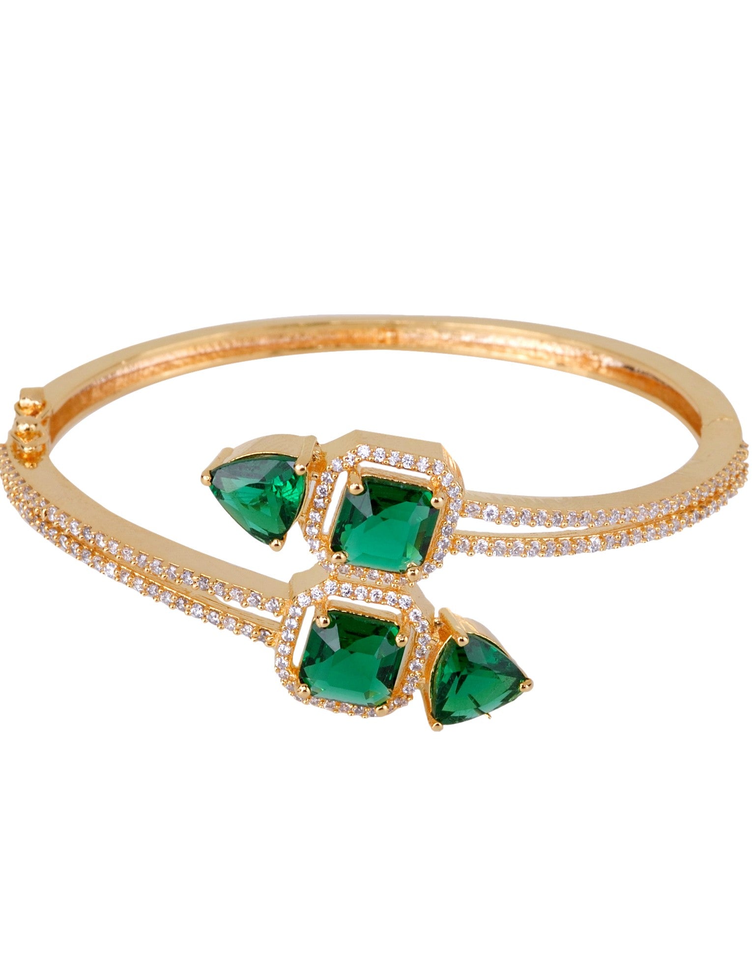 Gold plated Green AD studded handcrafted stylish Bracelet for Women & Girls