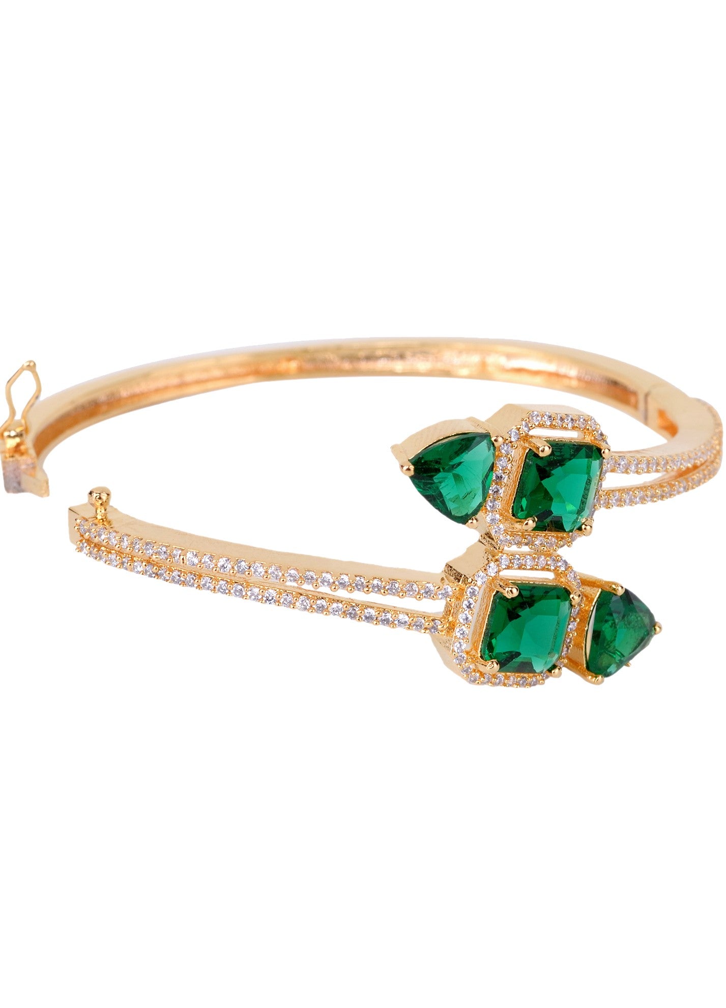 Gold plated Green AD studded handcrafted stylish Bracelet for Women & Girls