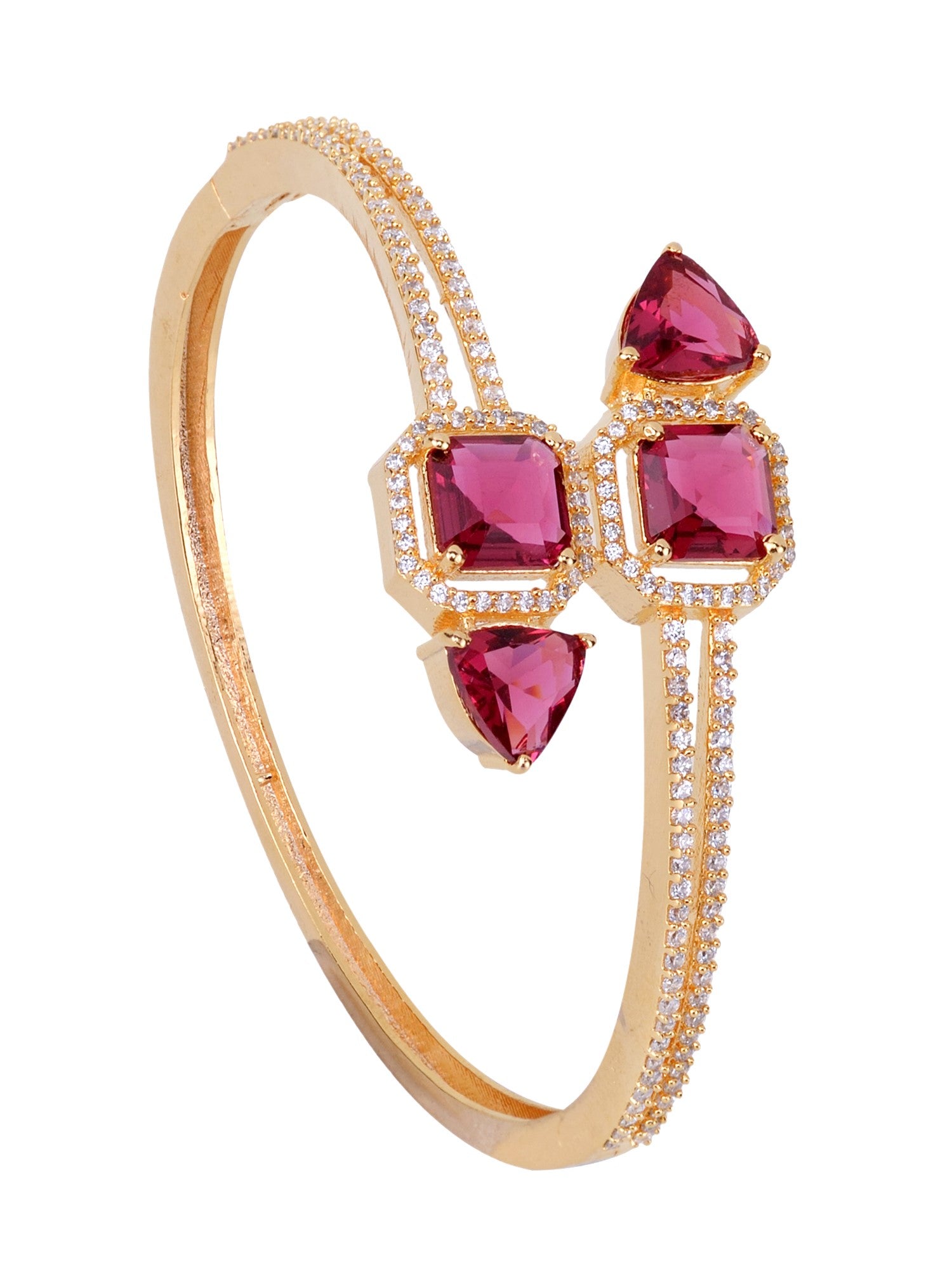 Gold plated Red AD studded handcrafted stylish Bracelet for Women & Girls