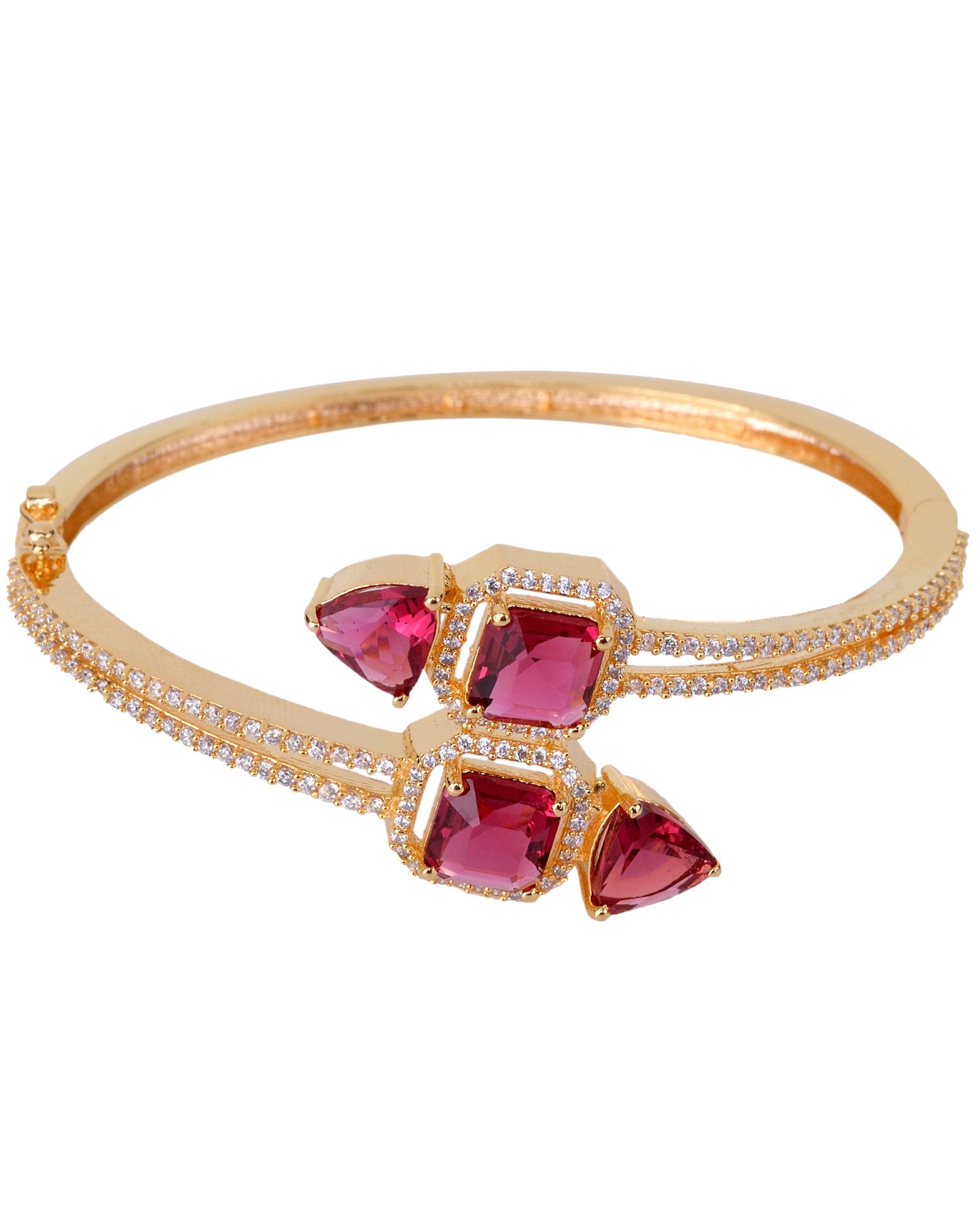 Gold plated Red AD studded handcrafted stylish Bracelet for Women & Girls