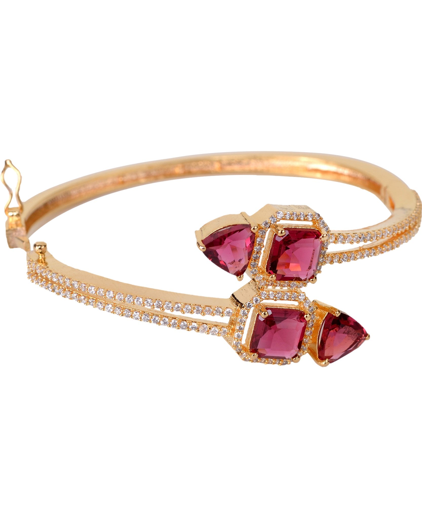 Gold plated Red AD studded handcrafted stylish Bracelet for Women & Girls