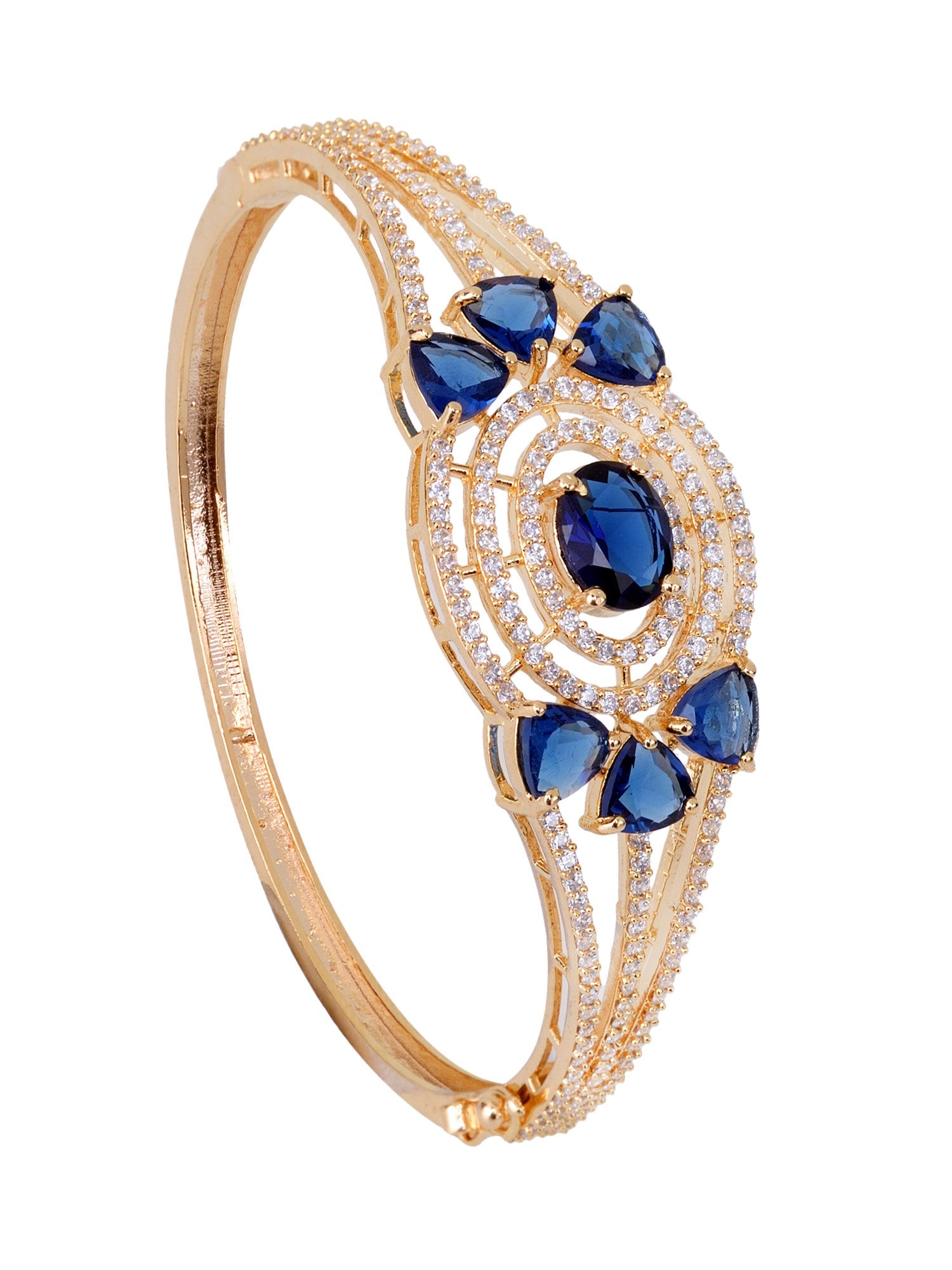 Gold plated Blue AD studded handcrafted designer Bracelet for Women & Girls