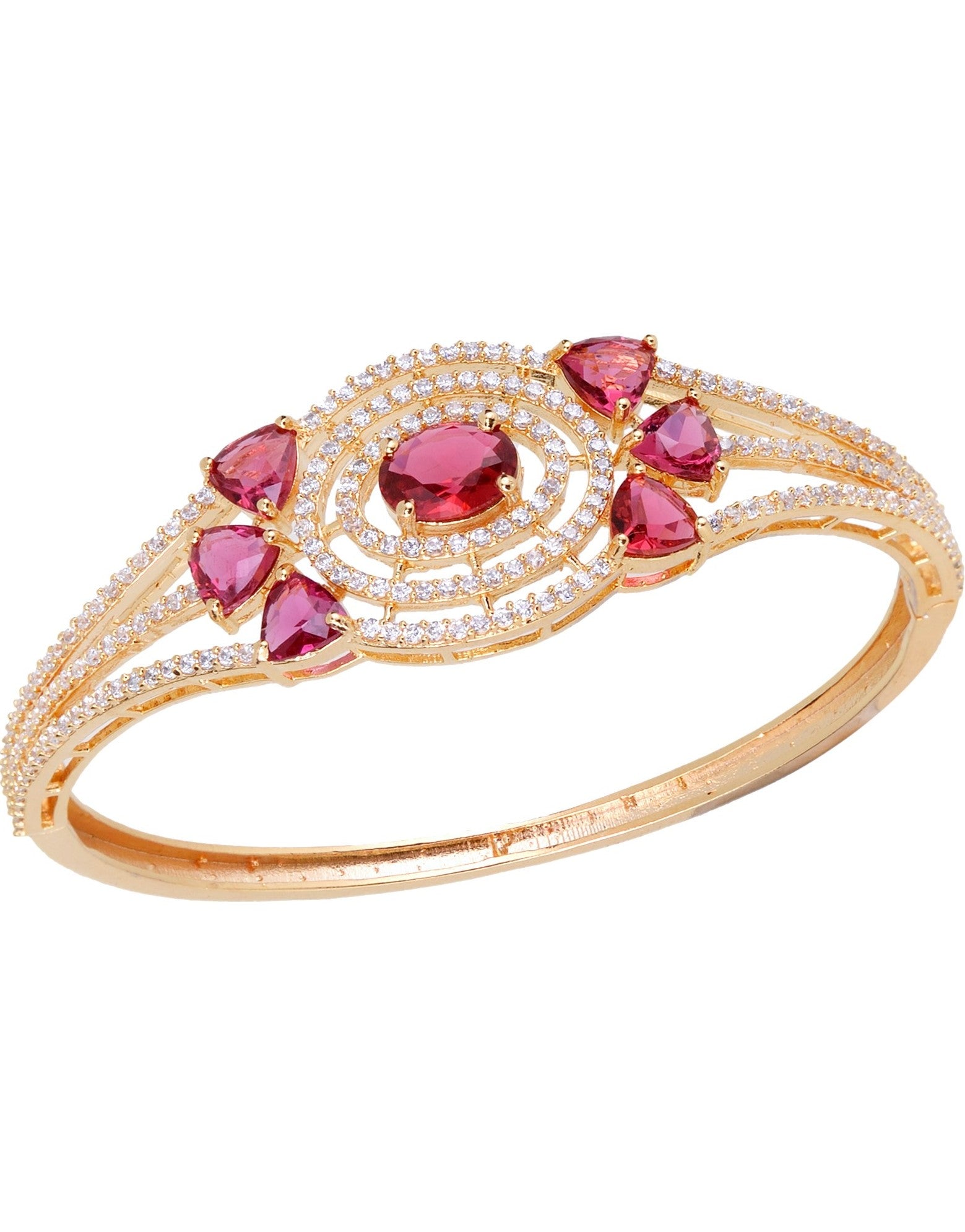 Gold plated Red AD studded handcrafted designer Bracelet for Women & Girls