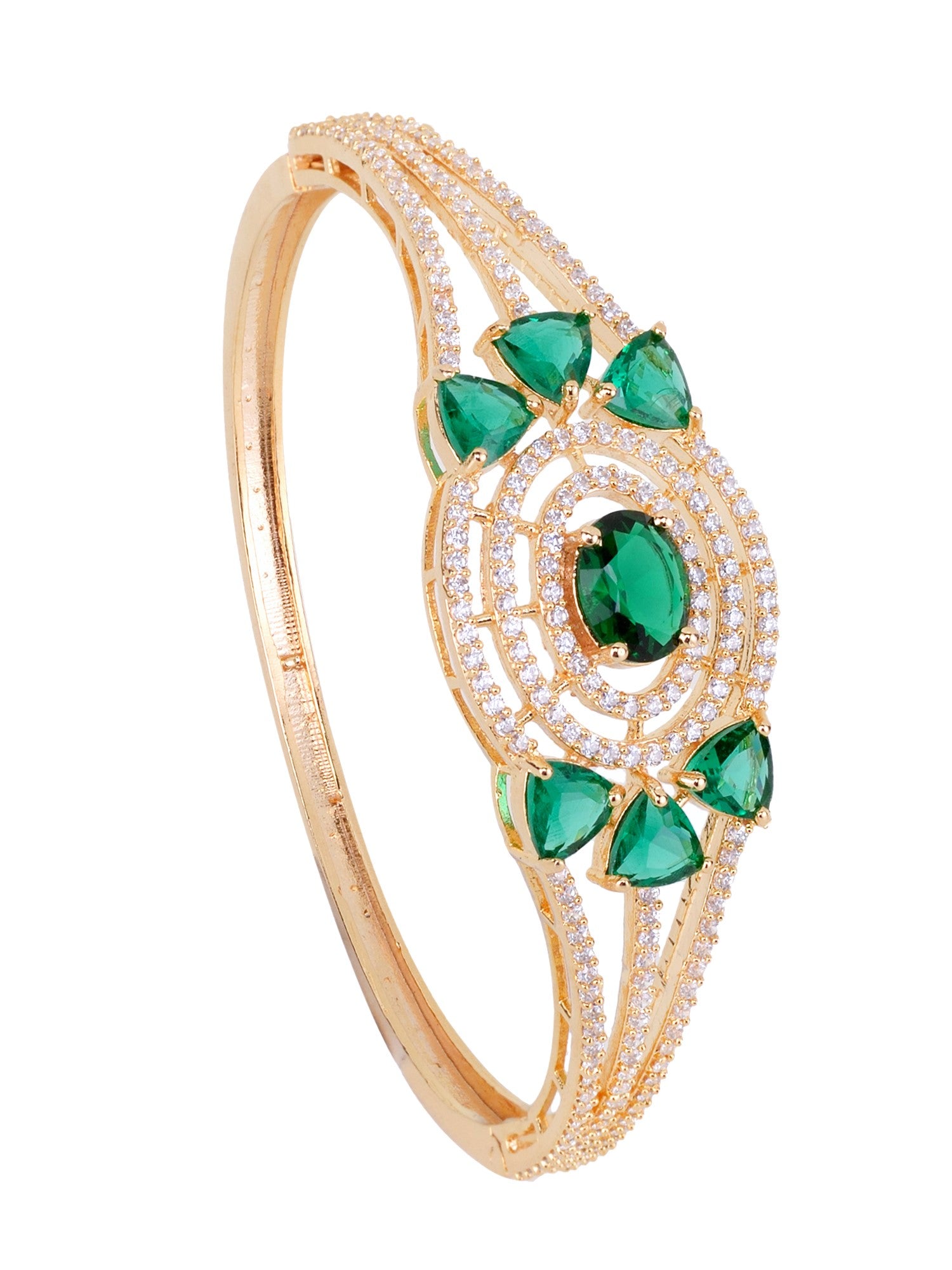 Gold plated Green AD studded handcrafted designer Bracelet for Women & Girls