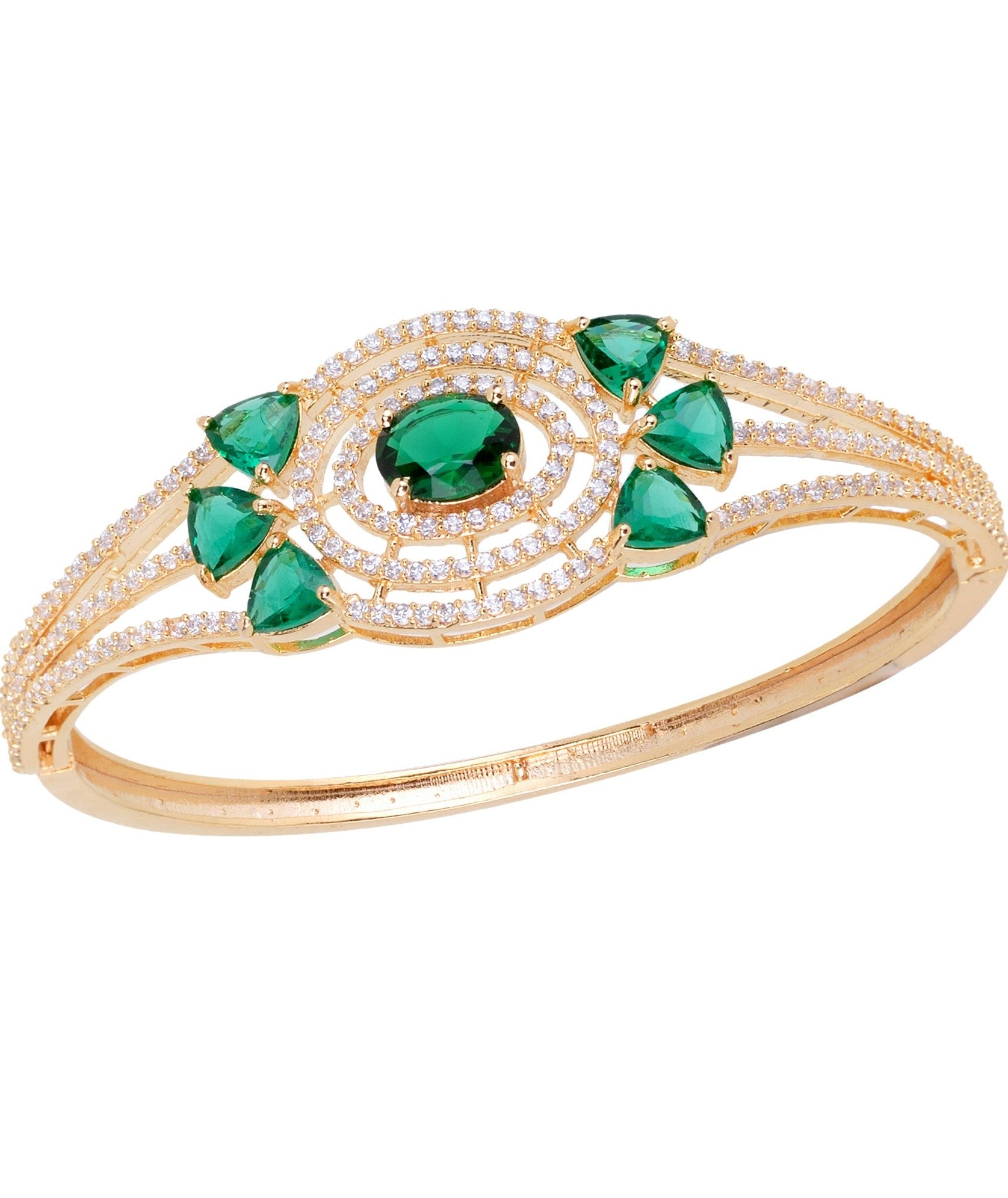 Gold plated Green AD studded handcrafted designer Bracelet for Women & Girls
