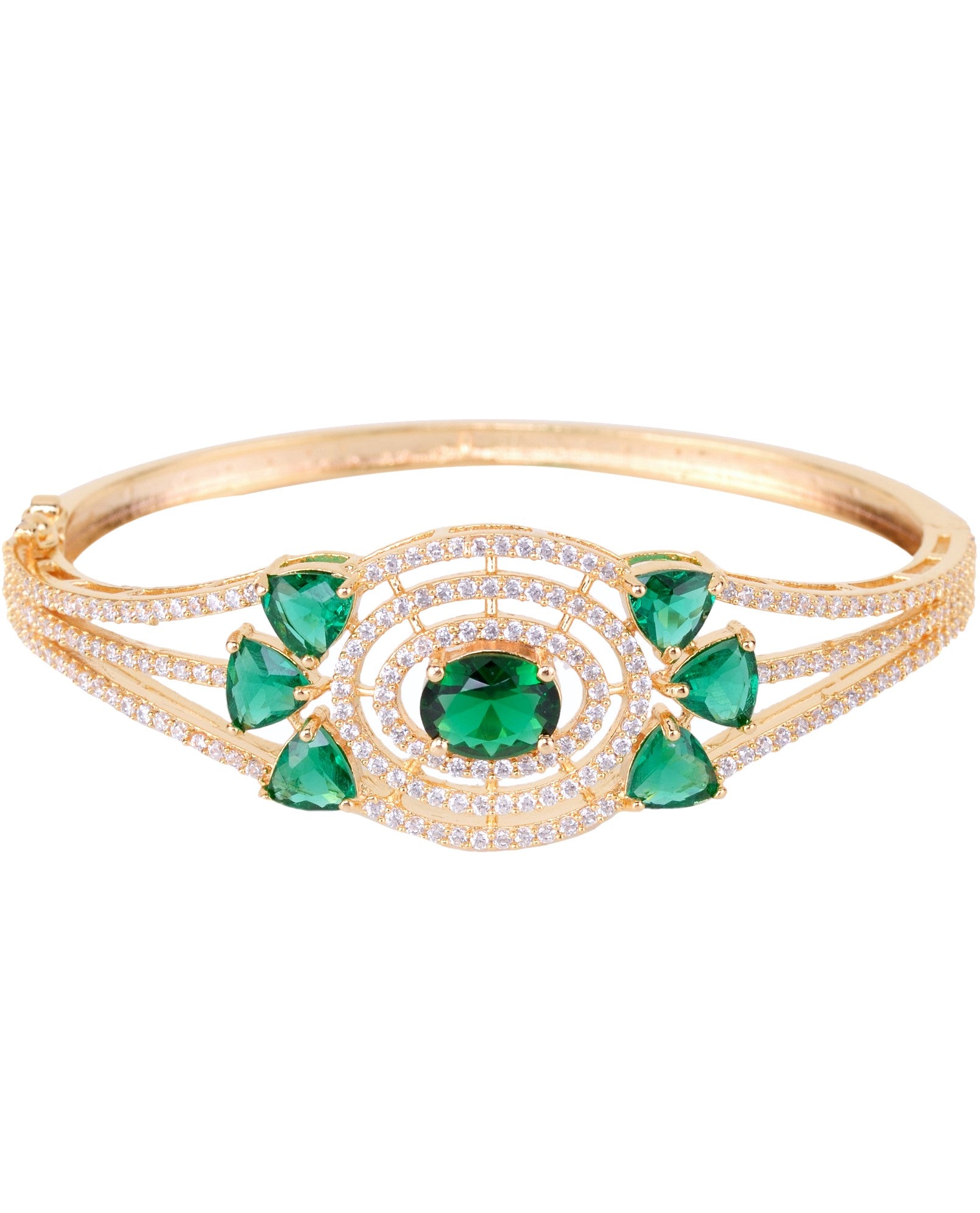 Gold plated Green AD studded handcrafted designer Bracelet for Women & Girls