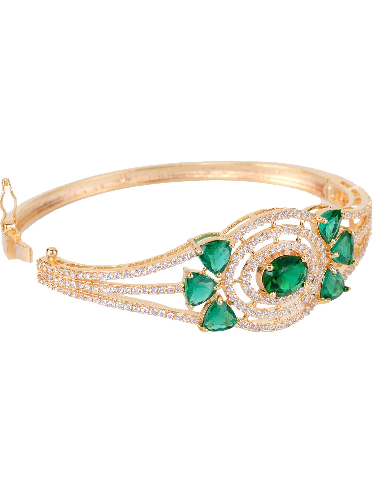 Gold plated Green AD studded handcrafted designer Bracelet for Women & Girls