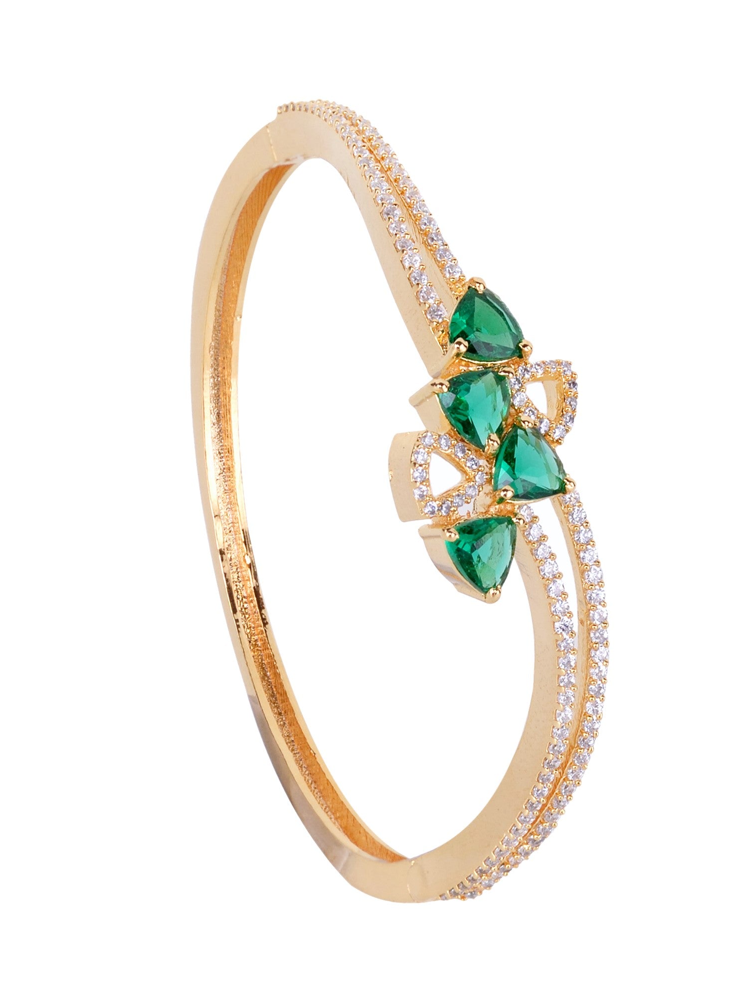 Gold plated Green AD studded handcrafted stylish Bracelet for Women & Girls