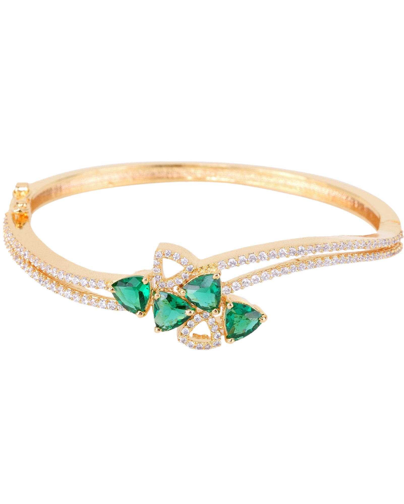 Gold plated Green AD studded handcrafted stylish Bracelet for Women & Girls