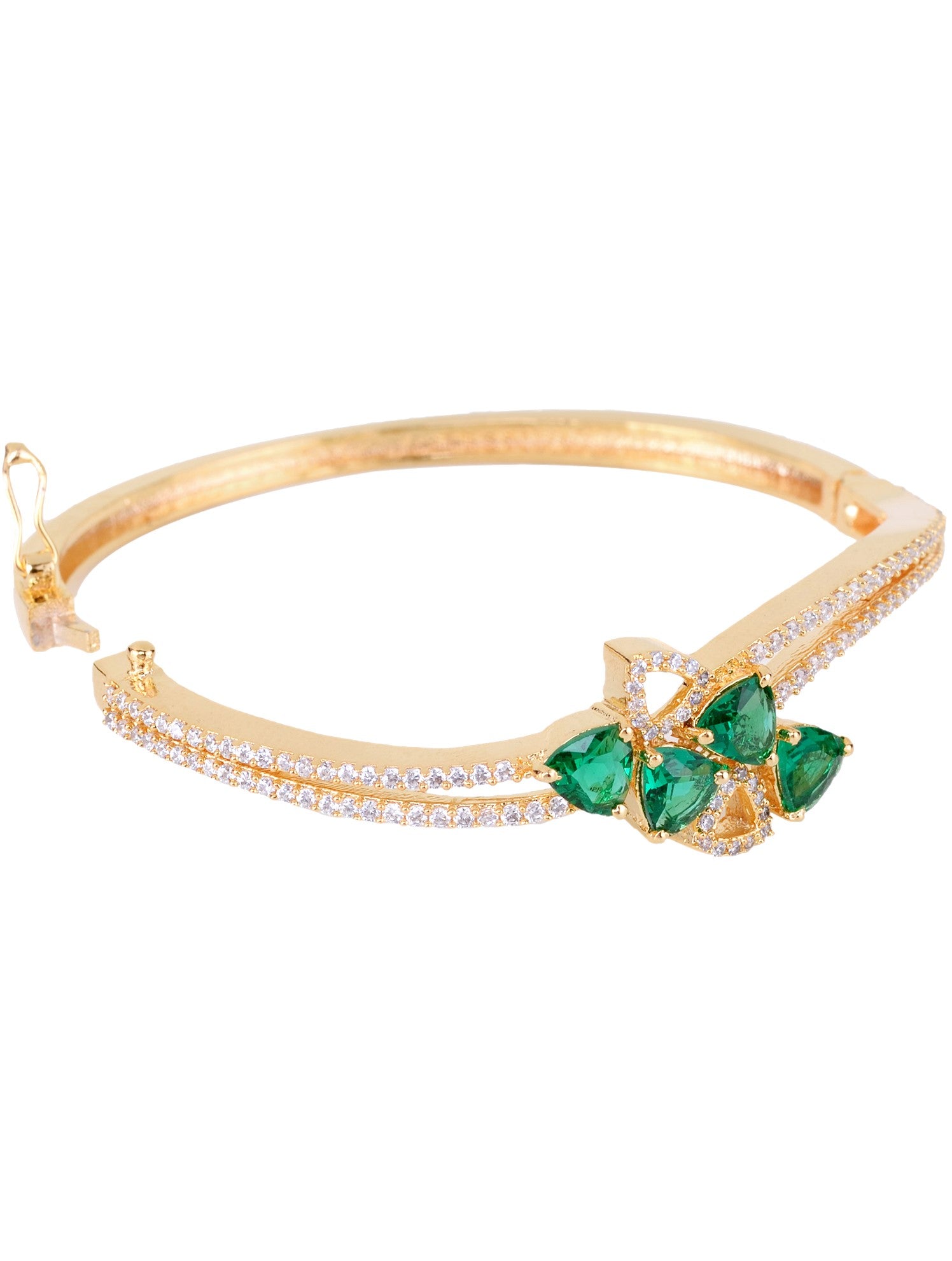 Gold plated Green AD studded handcrafted stylish Bracelet for Women & Girls