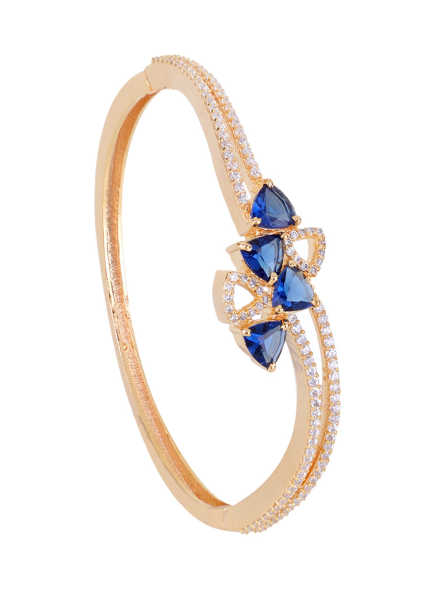 Gold plated Blue AD studded handcrafted stylish Bracelet for Women & Girls