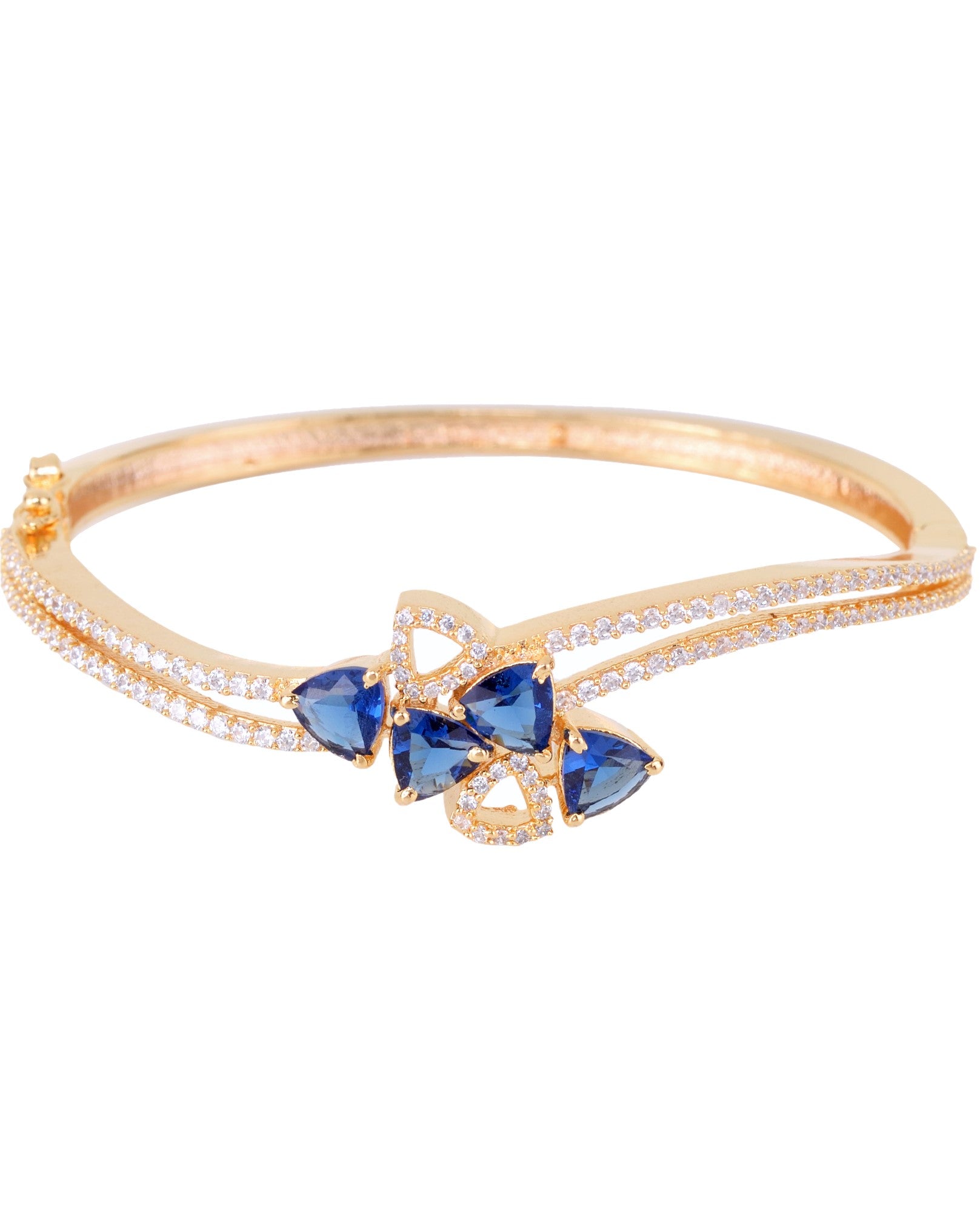 Gold plated Blue AD studded handcrafted stylish Bracelet for Women & Girls