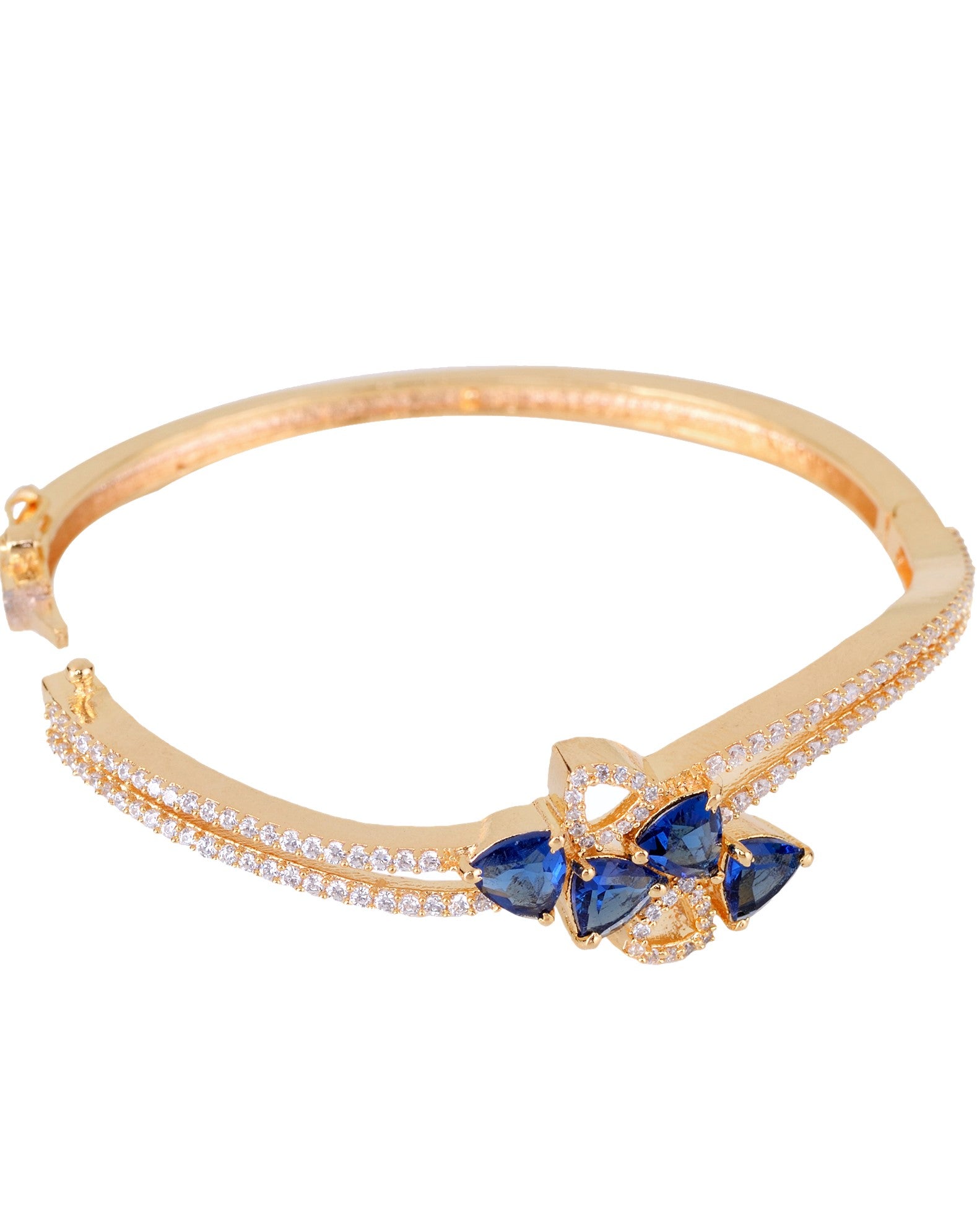 Gold plated Blue AD studded handcrafted stylish Bracelet for Women & Girls
