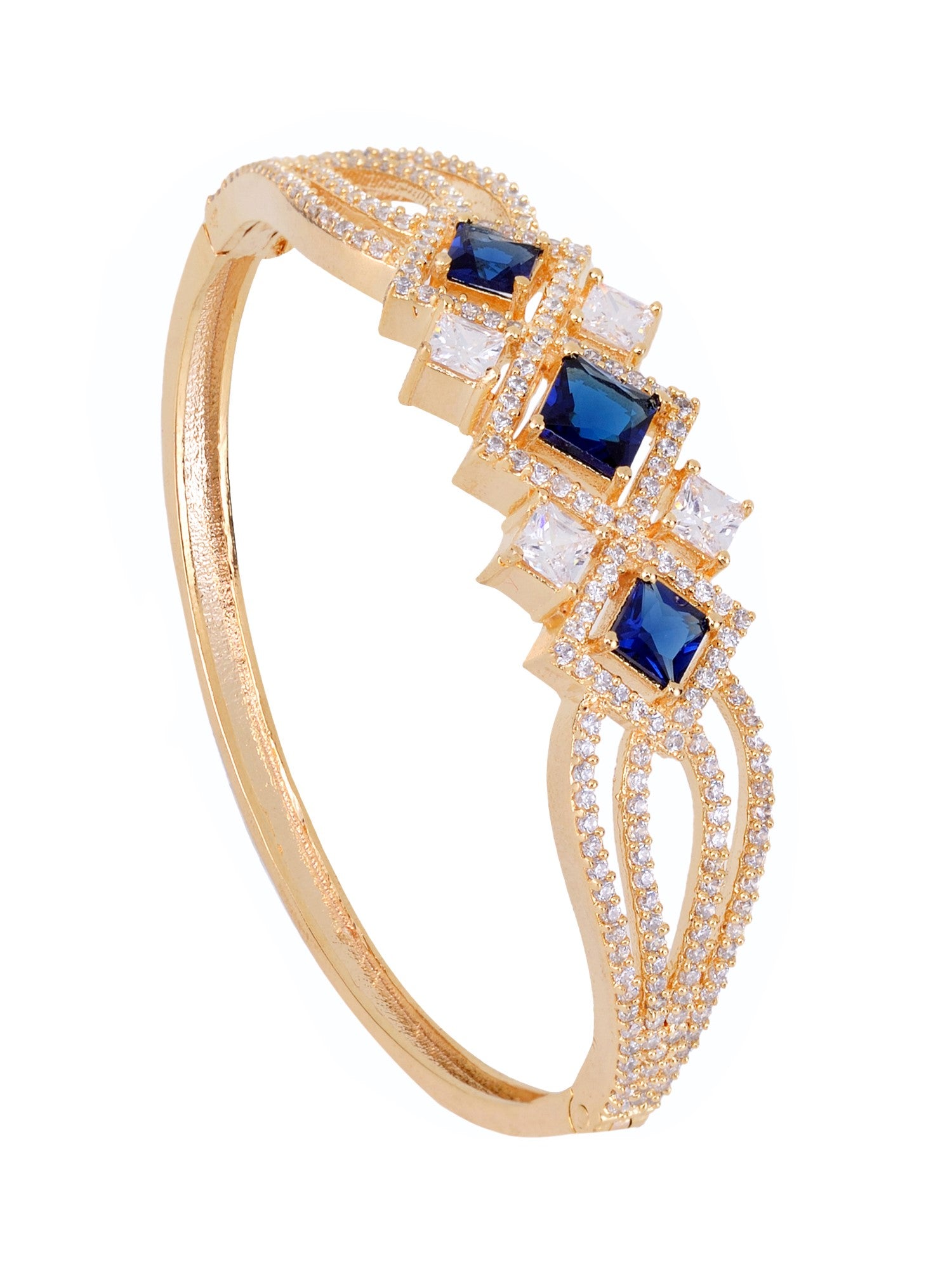 Gold plated Blue AD studded handcrafted stylish Bracelet for Women & Girls