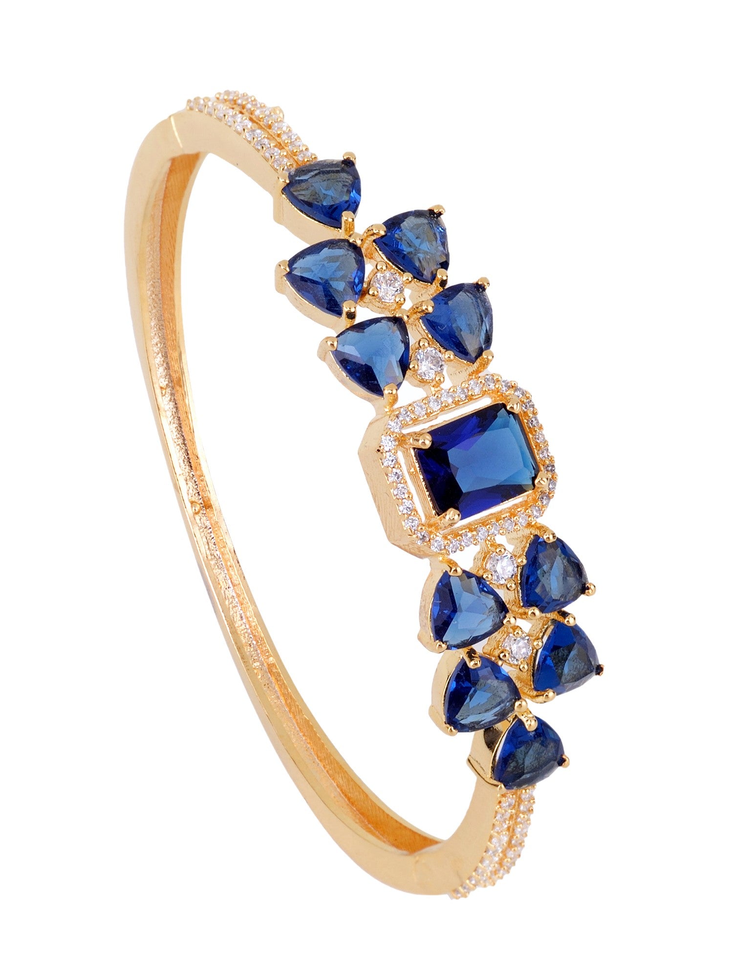 Gold plated Blue AD studded handcrafted stylish Bracelet for Women & Girls