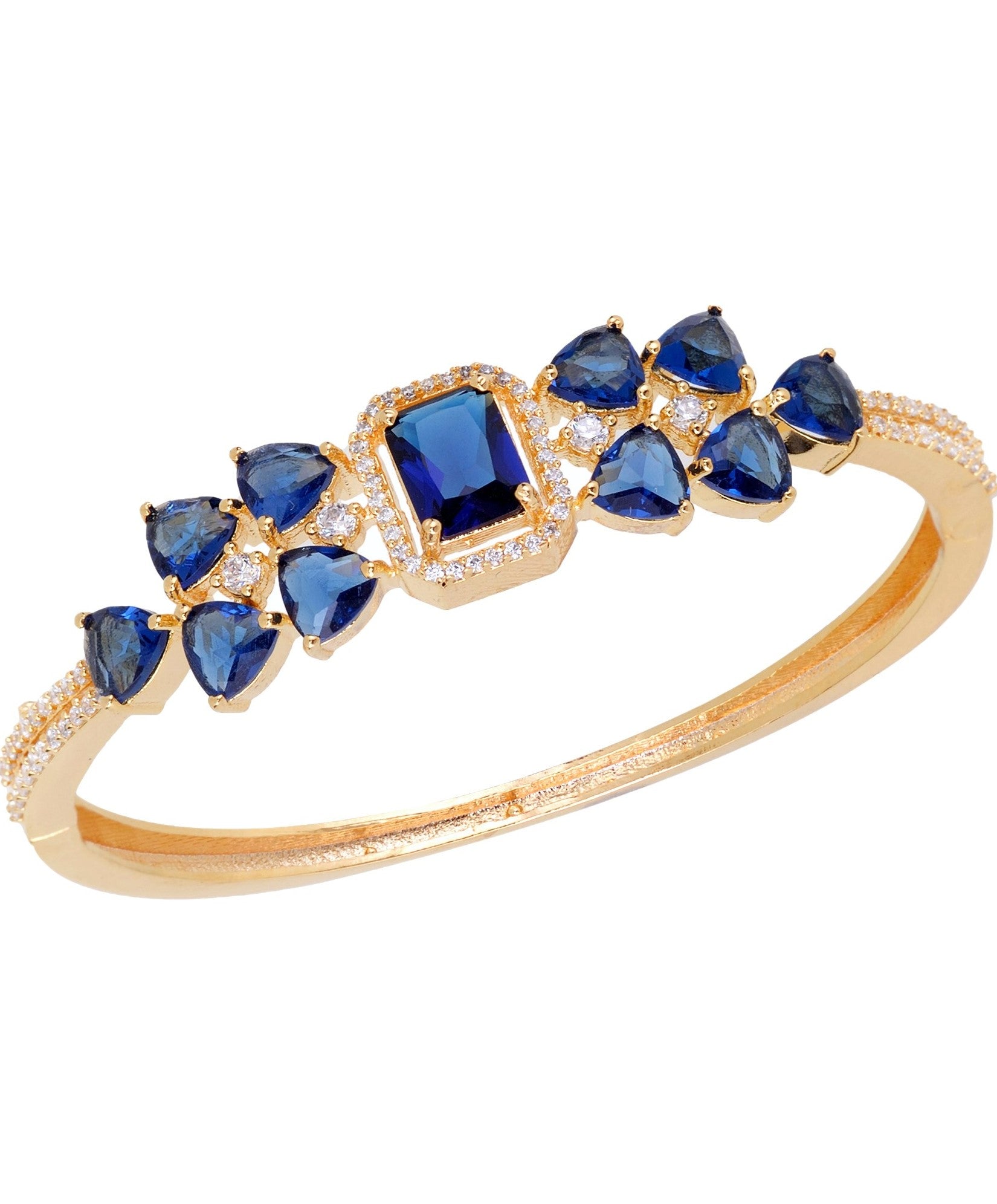 Gold plated Blue AD studded handcrafted stylish Bracelet for Women & Girls